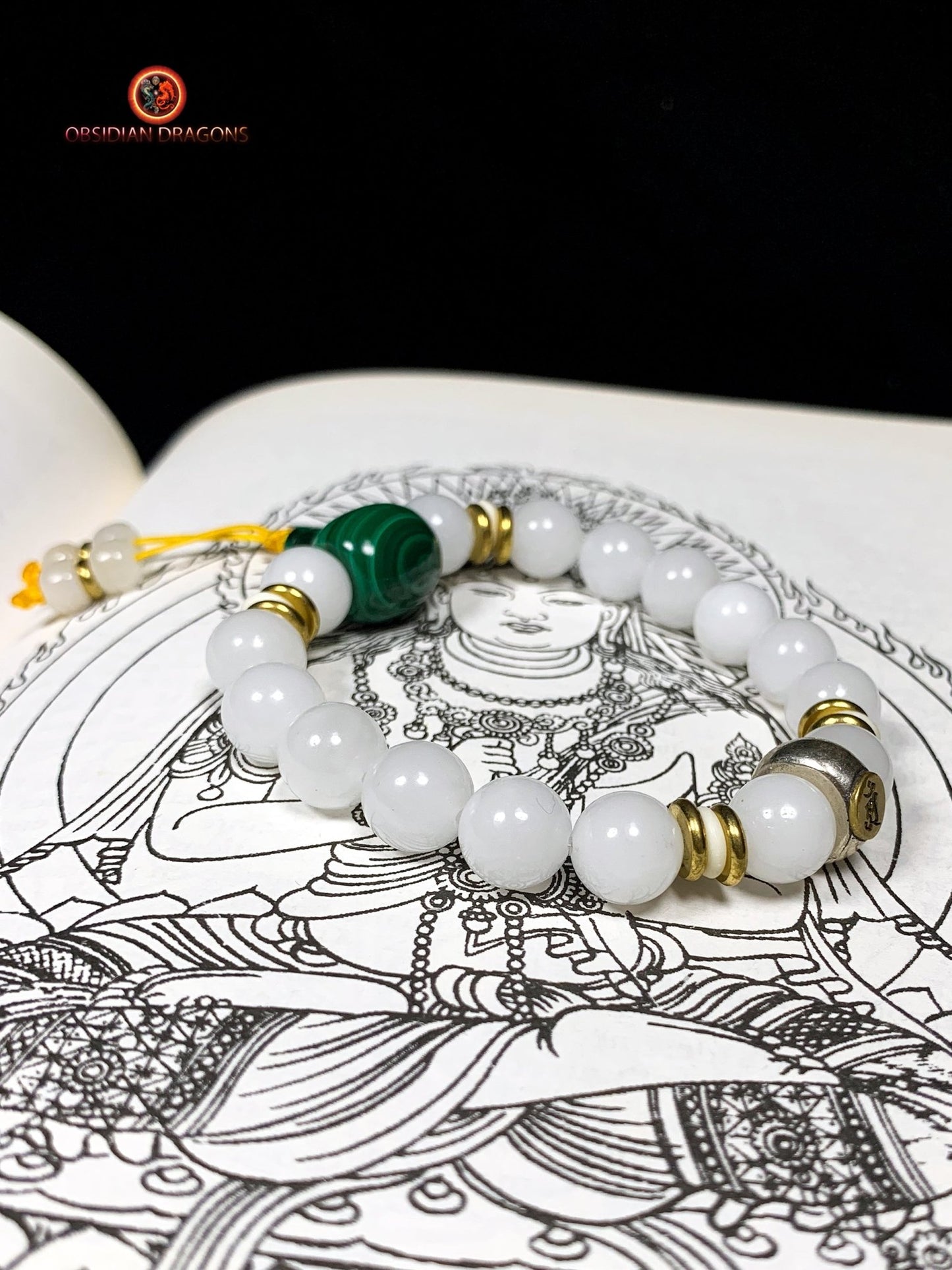 bracelet de protection bouddhiste- Bracelet en jade blanc | obsidian dragons