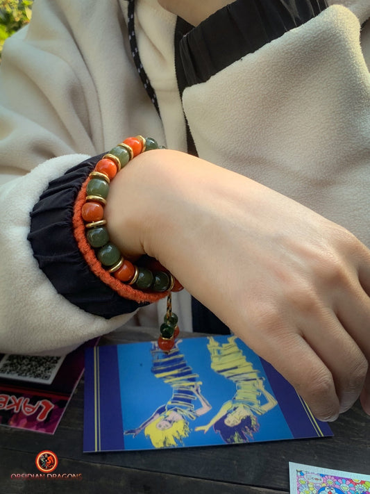 Bracelet dragon en jade - agate - Puissance et sagesse | obsidian dragons