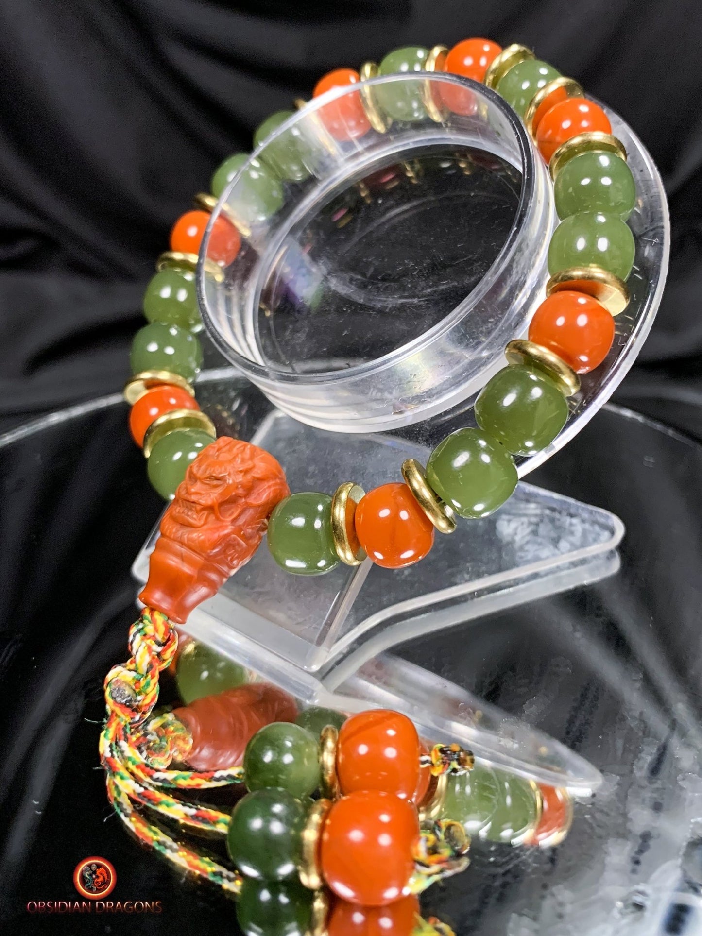 Bracelet dragon en jade - agate - Puissance et sagesse | obsidian dragons