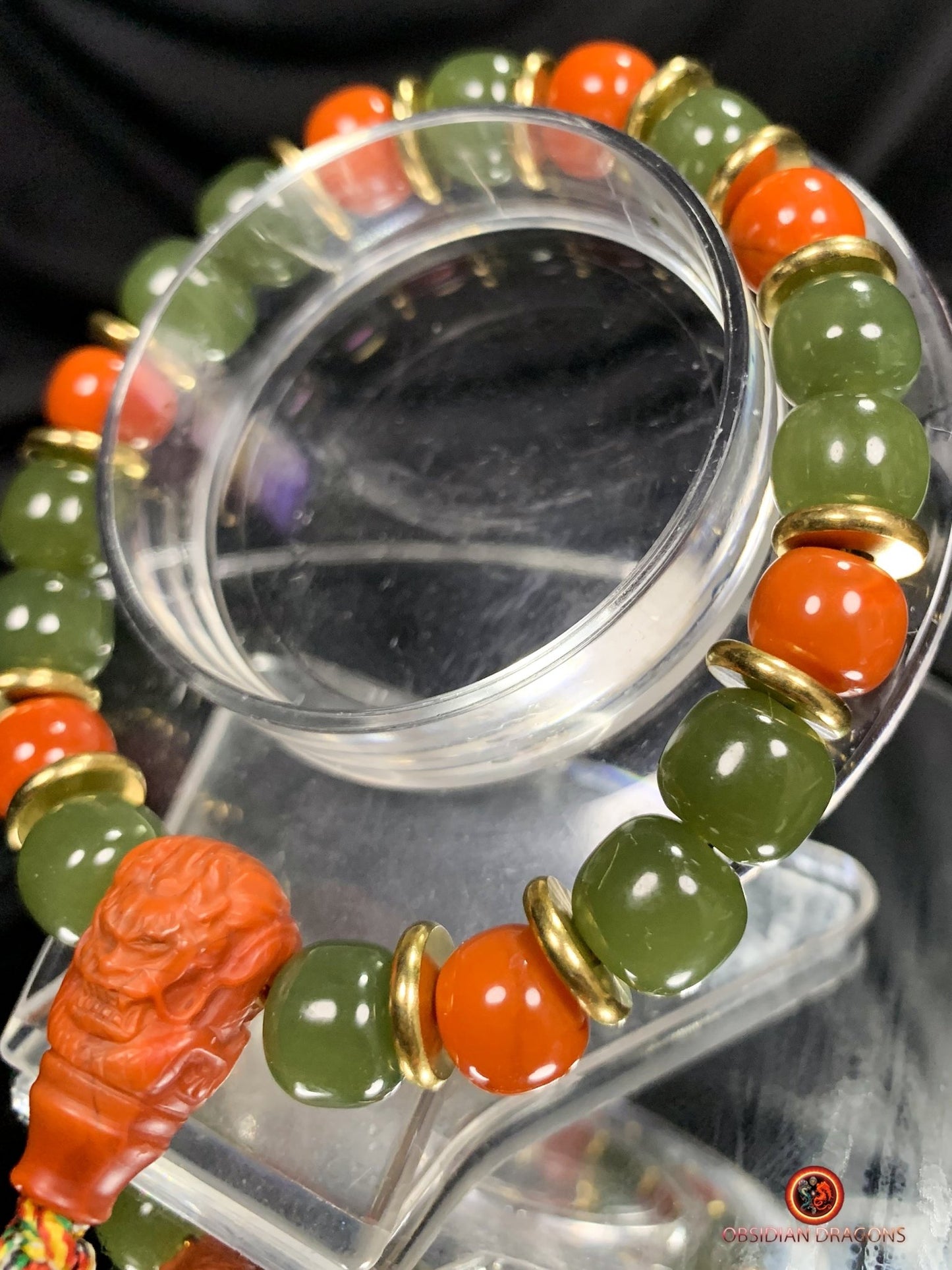 Bracelet dragon en jade - agate - Puissance et sagesse | obsidian dragons