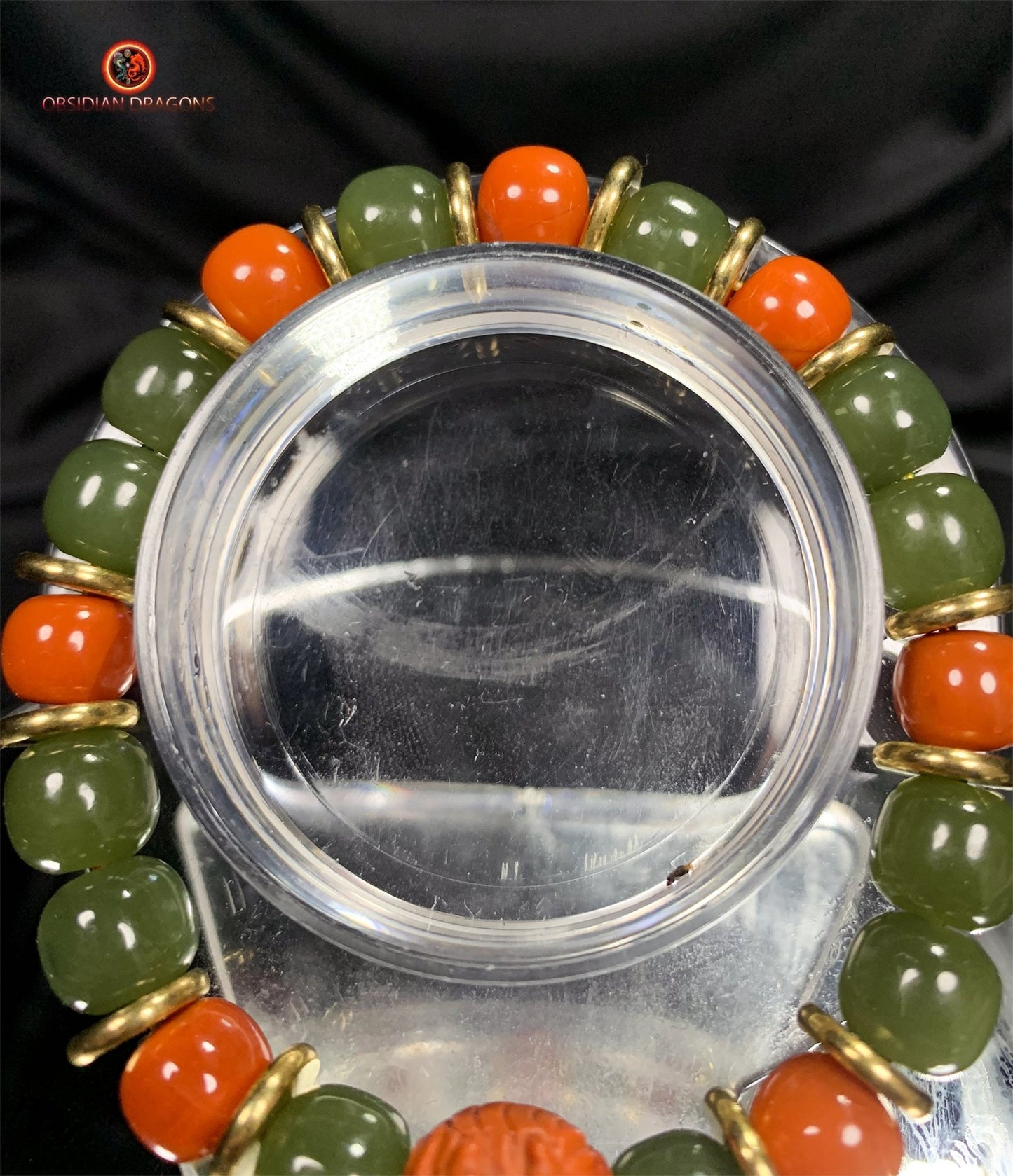 Bracelet dragon en jade - agate - Puissance et sagesse | obsidian dragons