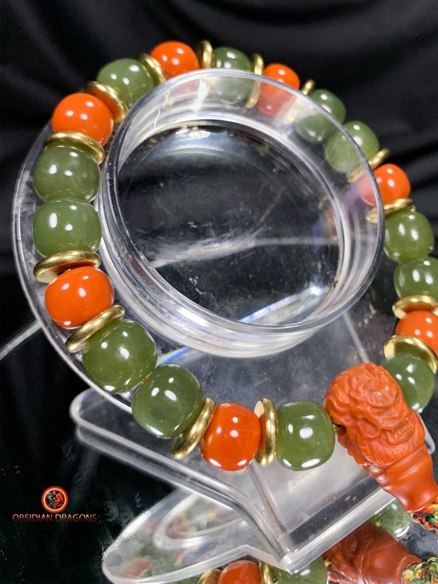 Bracelet dragon en jade - agate - Puissance et sagesse | obsidian dragons