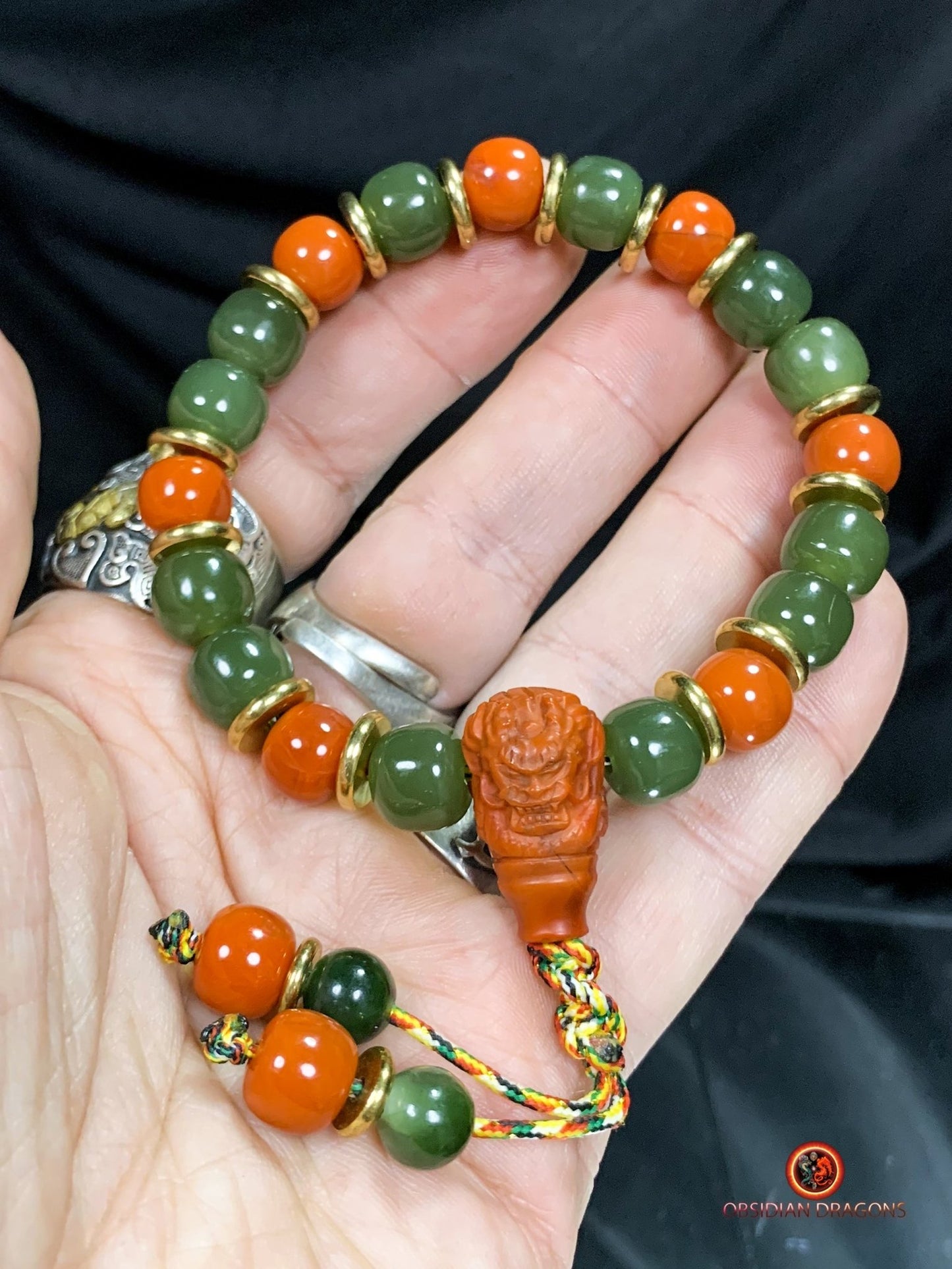 Bracelet dragon en jade - agate - Puissance et sagesse | obsidian dragons