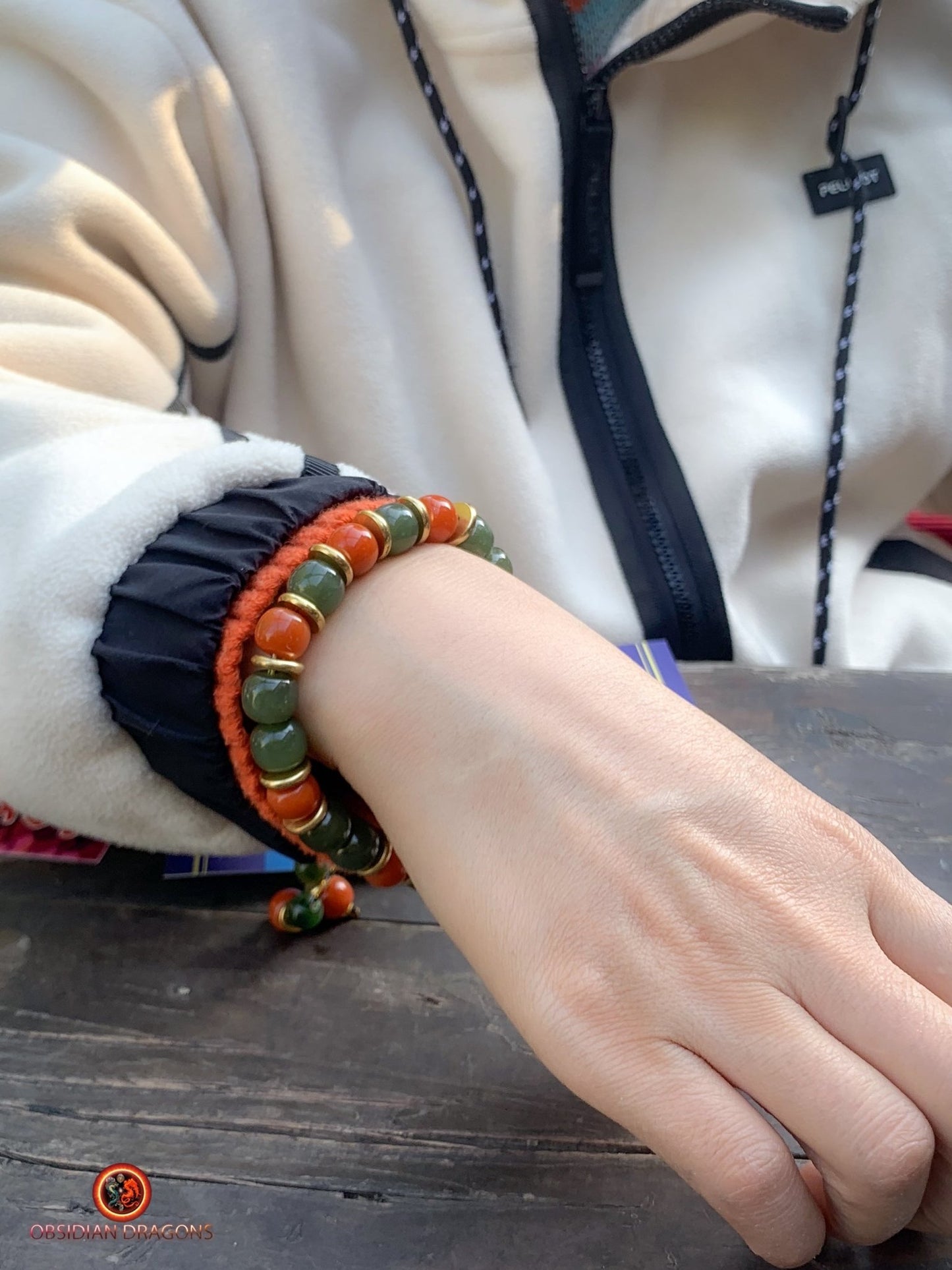 Bracelet dragon en jade - agate - Puissance et sagesse | obsidian dragons