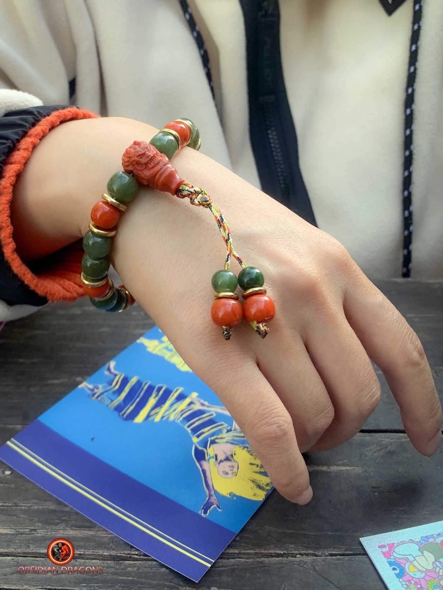 Bracelet dragon en jade - agate - Puissance et sagesse | obsidian dragons