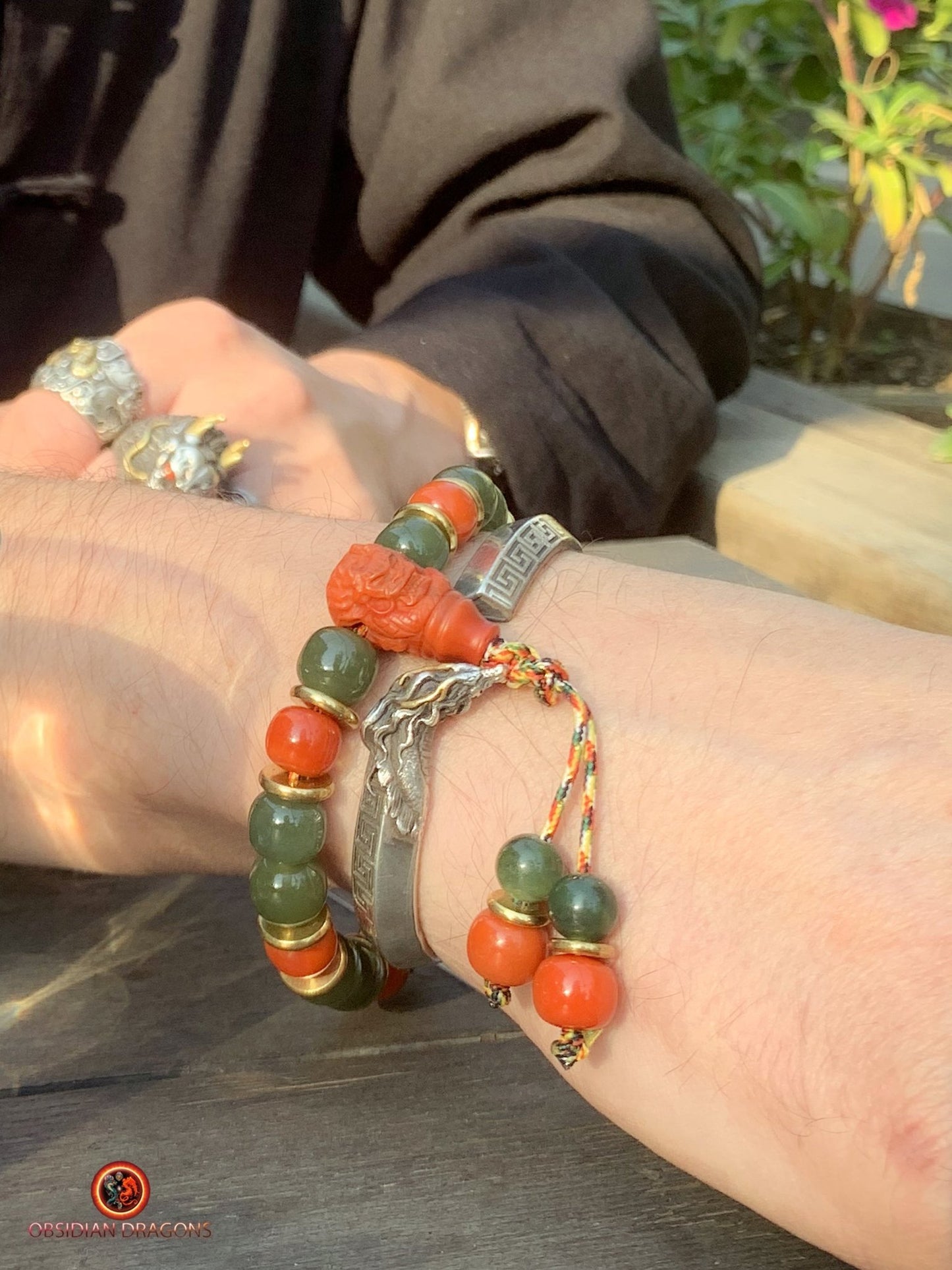 Bracelet dragon en jade - agate - Puissance et sagesse | obsidian dragons