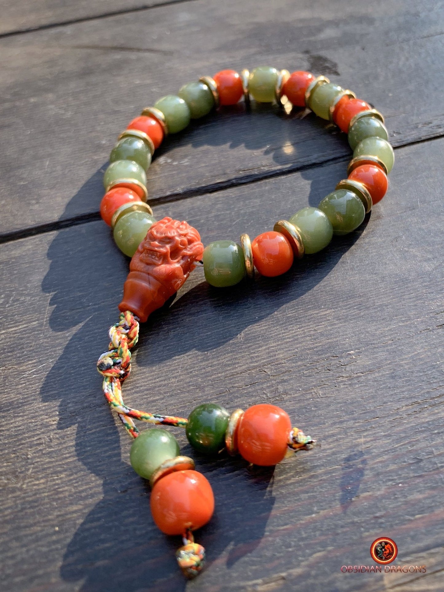 Bracelet dragon en jade - agate - Puissance et sagesse | obsidian dragons