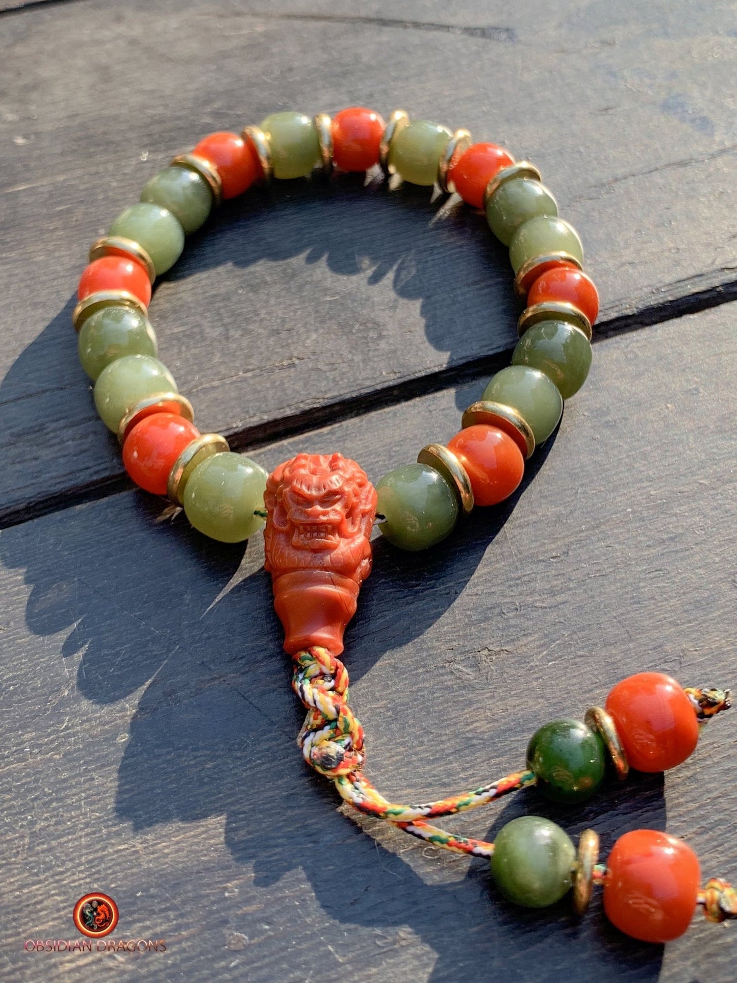 Bracelet dragon en jade - agate - Puissance et sagesse | obsidian dragons