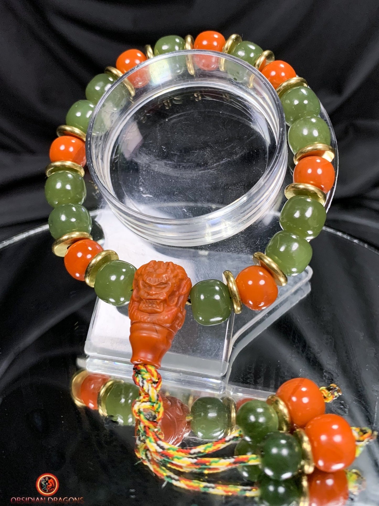 Bracelet dragon en jade - agate - Puissance et sagesse | obsidian dragons