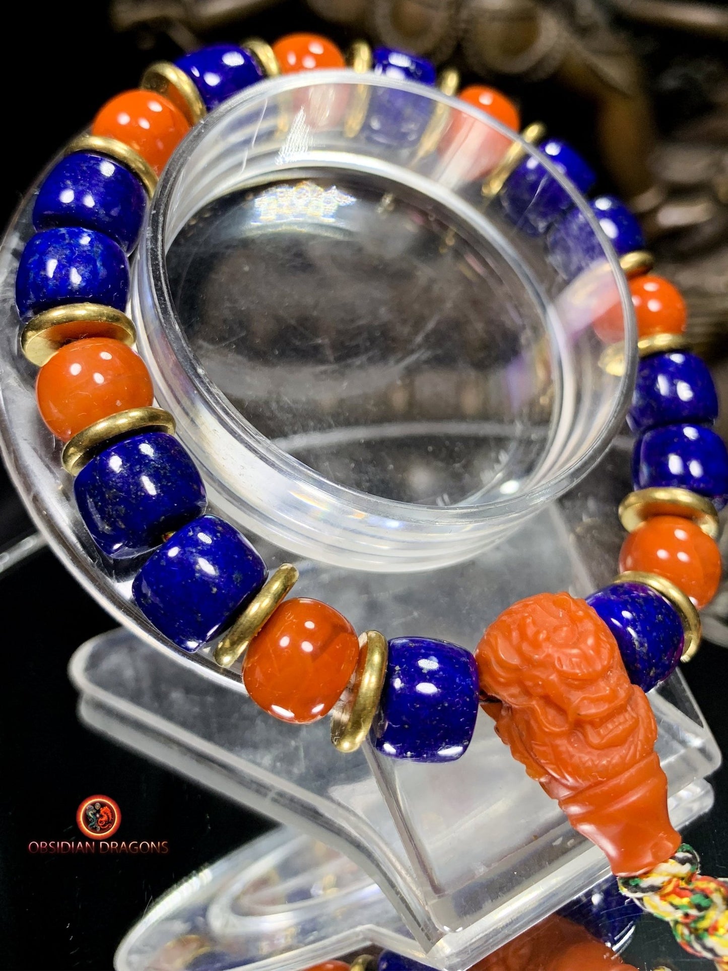 Bracelet dragon en lapis lazuli - agate Nan Hong - Énergie | obsidian dragons