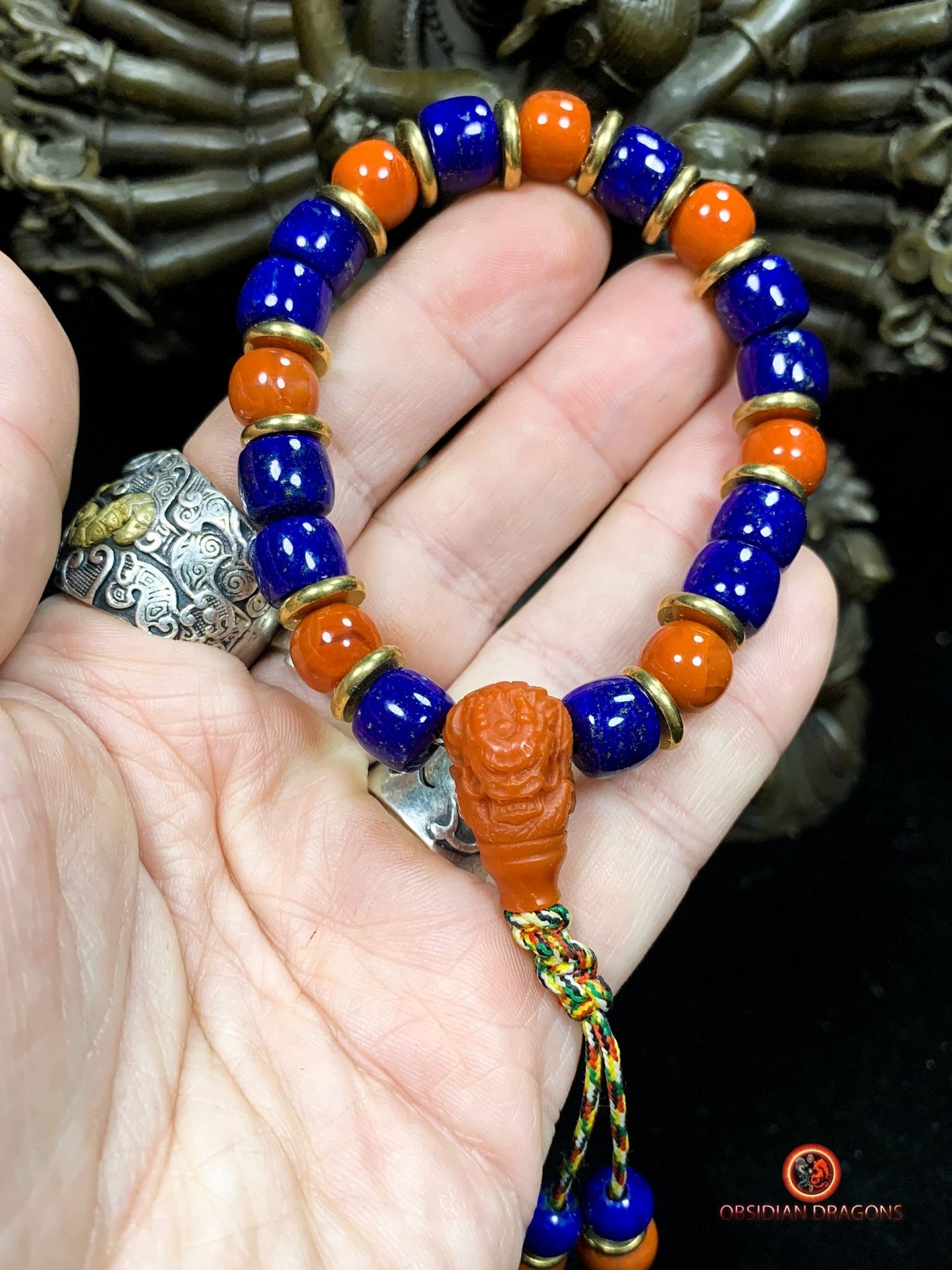 Bracelet dragon en lapis lazuli - agate Nan Hong - Énergie | obsidian dragons
