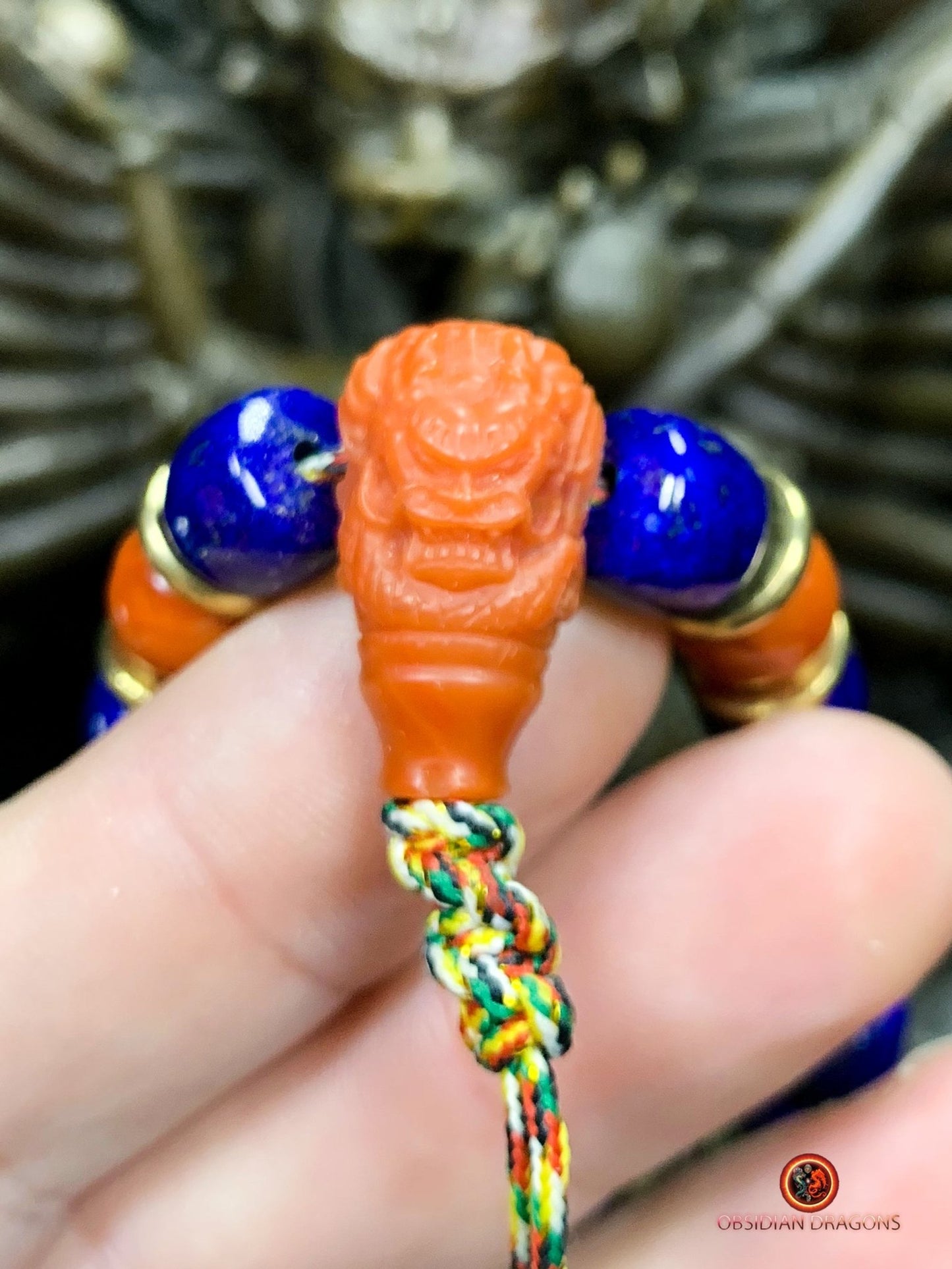 Bracelet dragon en lapis lazuli - agate Nan Hong - Énergie | obsidian dragons