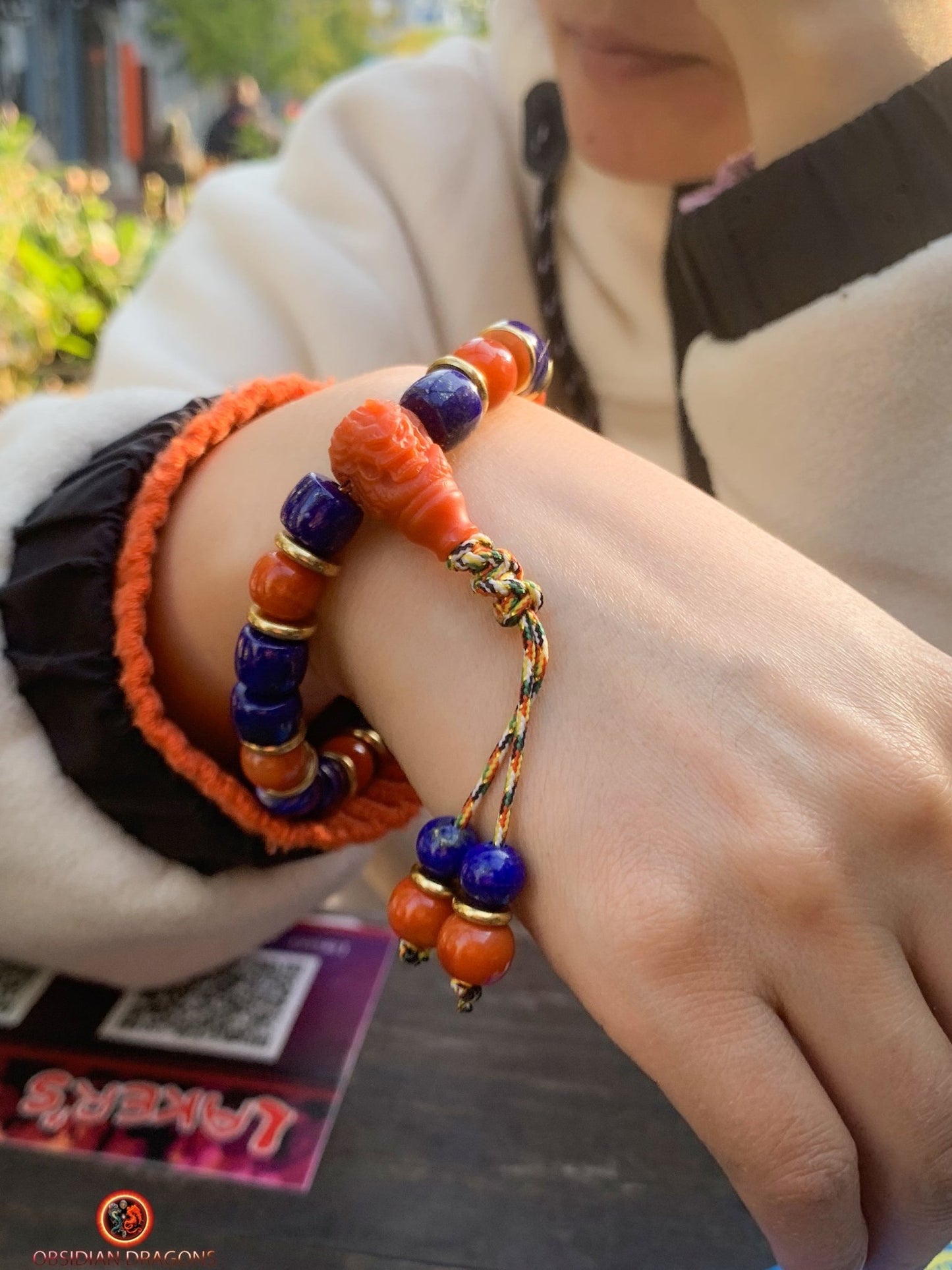 Bracelet dragon en lapis lazuli - agate Nan Hong - Énergie | obsidian dragons