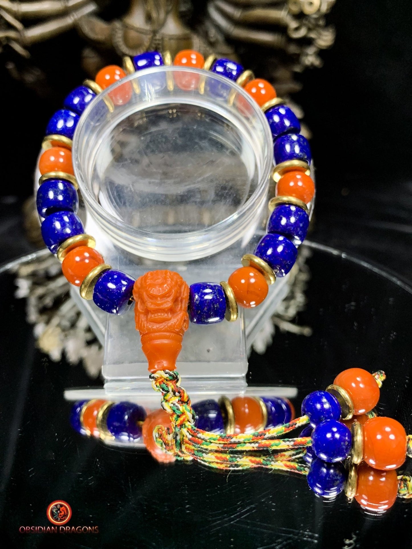 Bracelet dragon en lapis lazuli - agate Nan Hong - Énergie | obsidian dragons