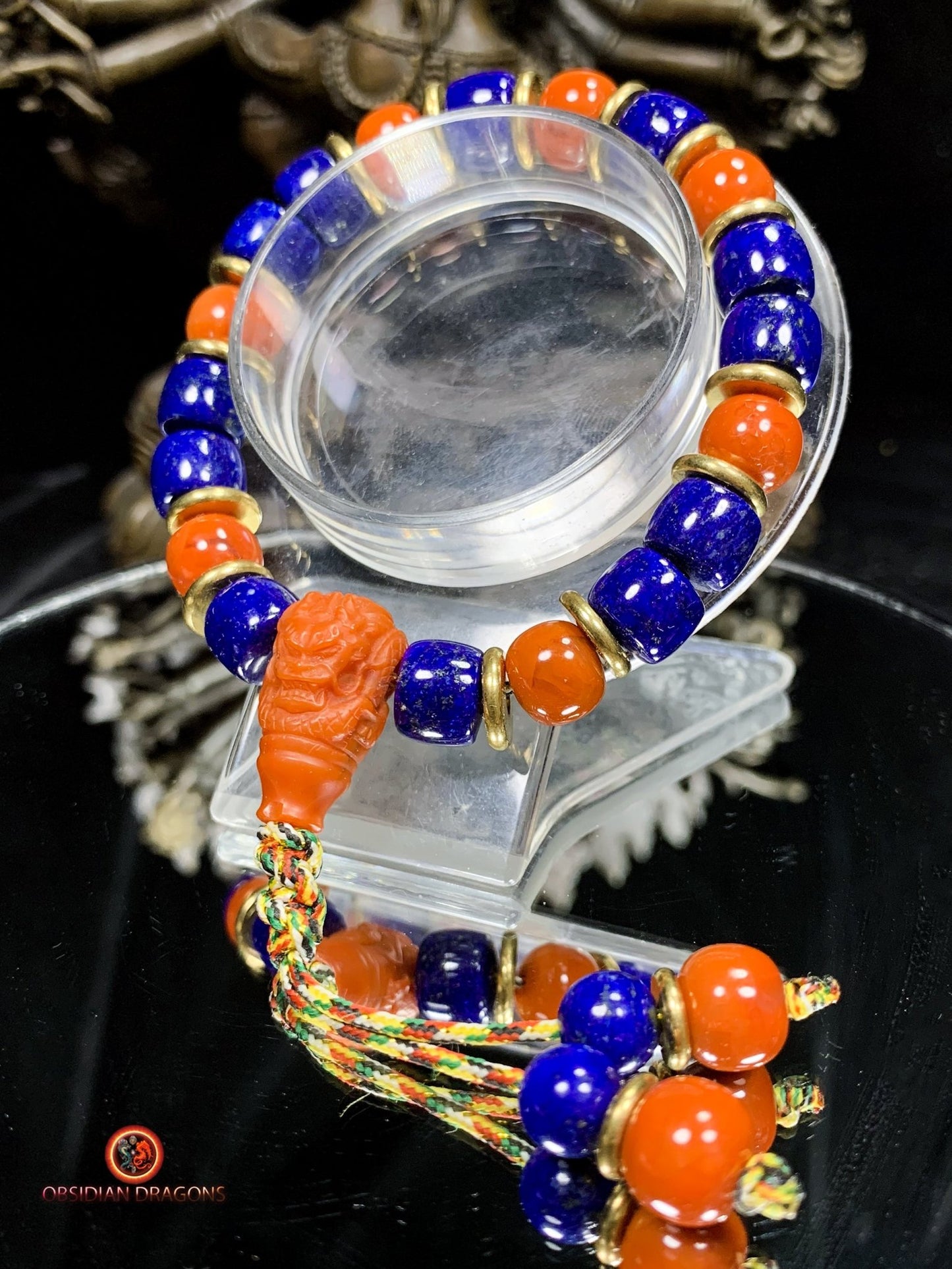 Bracelet dragon en lapis lazuli - agate Nan Hong - Énergie | obsidian dragons
