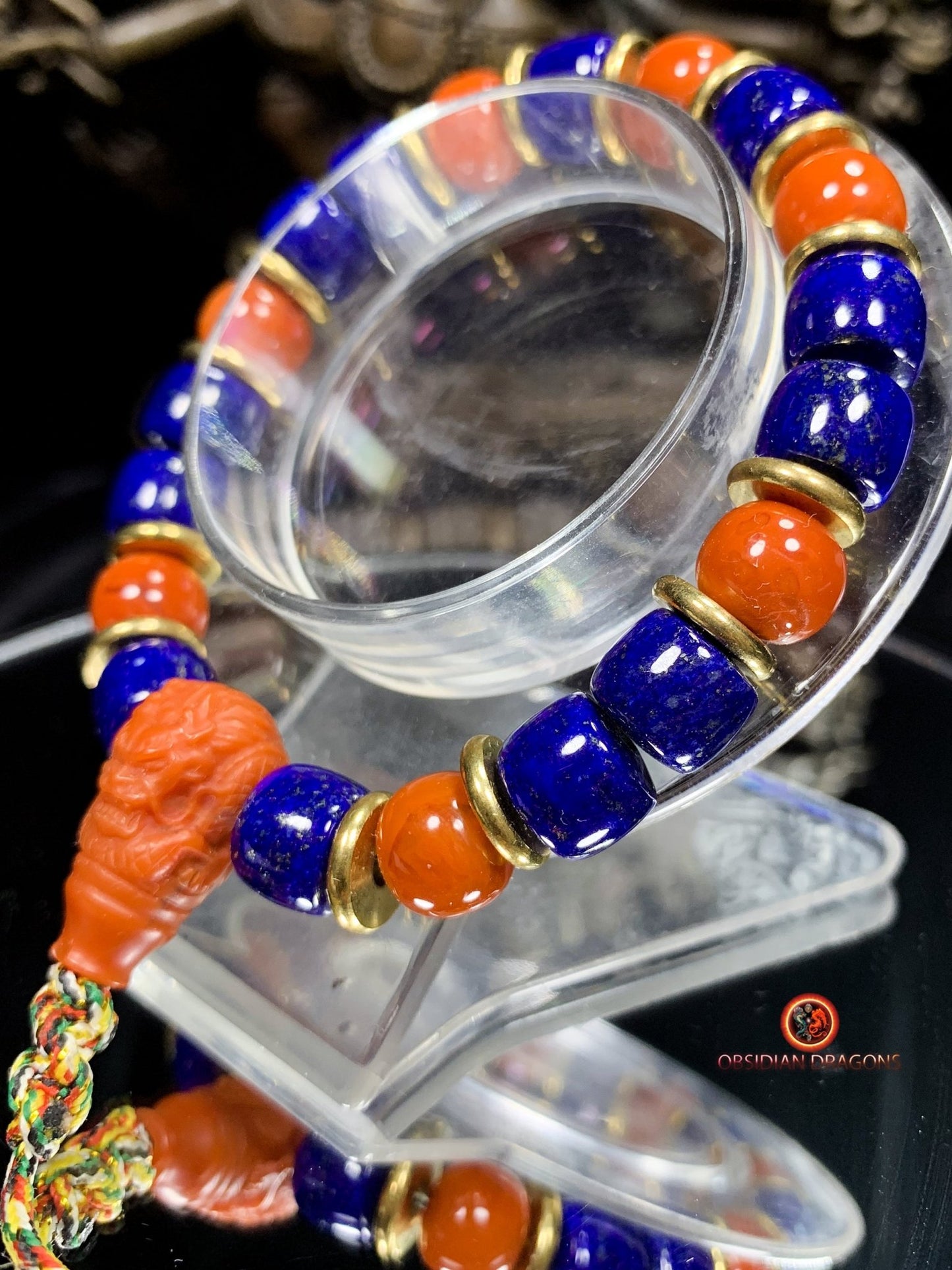 Bracelet dragon en lapis lazuli - agate Nan Hong - Énergie | obsidian dragons