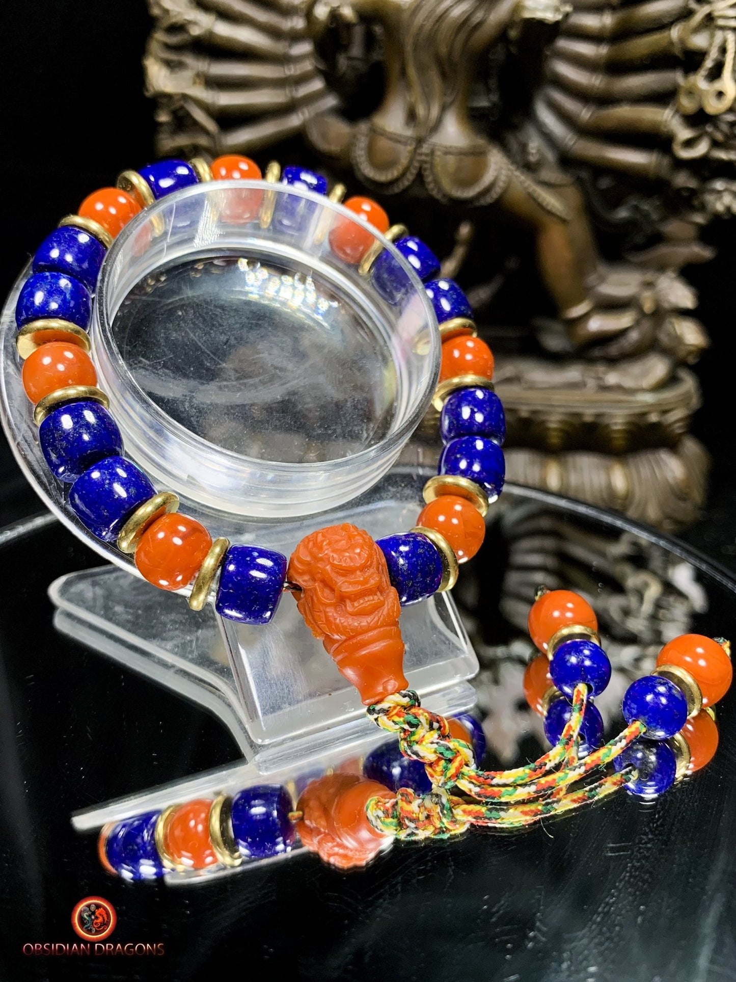 Bracelet dragon en lapis lazuli - agate Nan Hong - Énergie | obsidian dragons