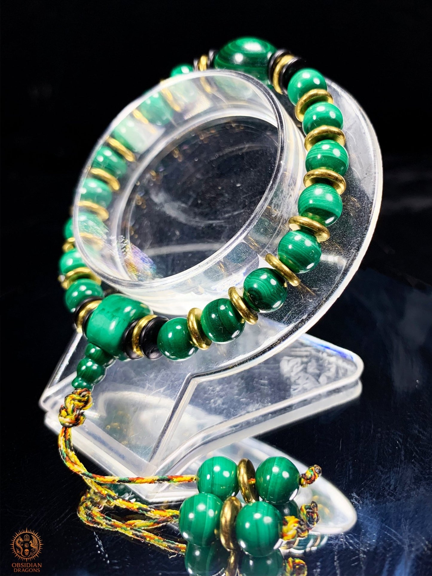 Bracelet en Malachite Naturelle - Mala tibétain de poignet | obsidian dragons