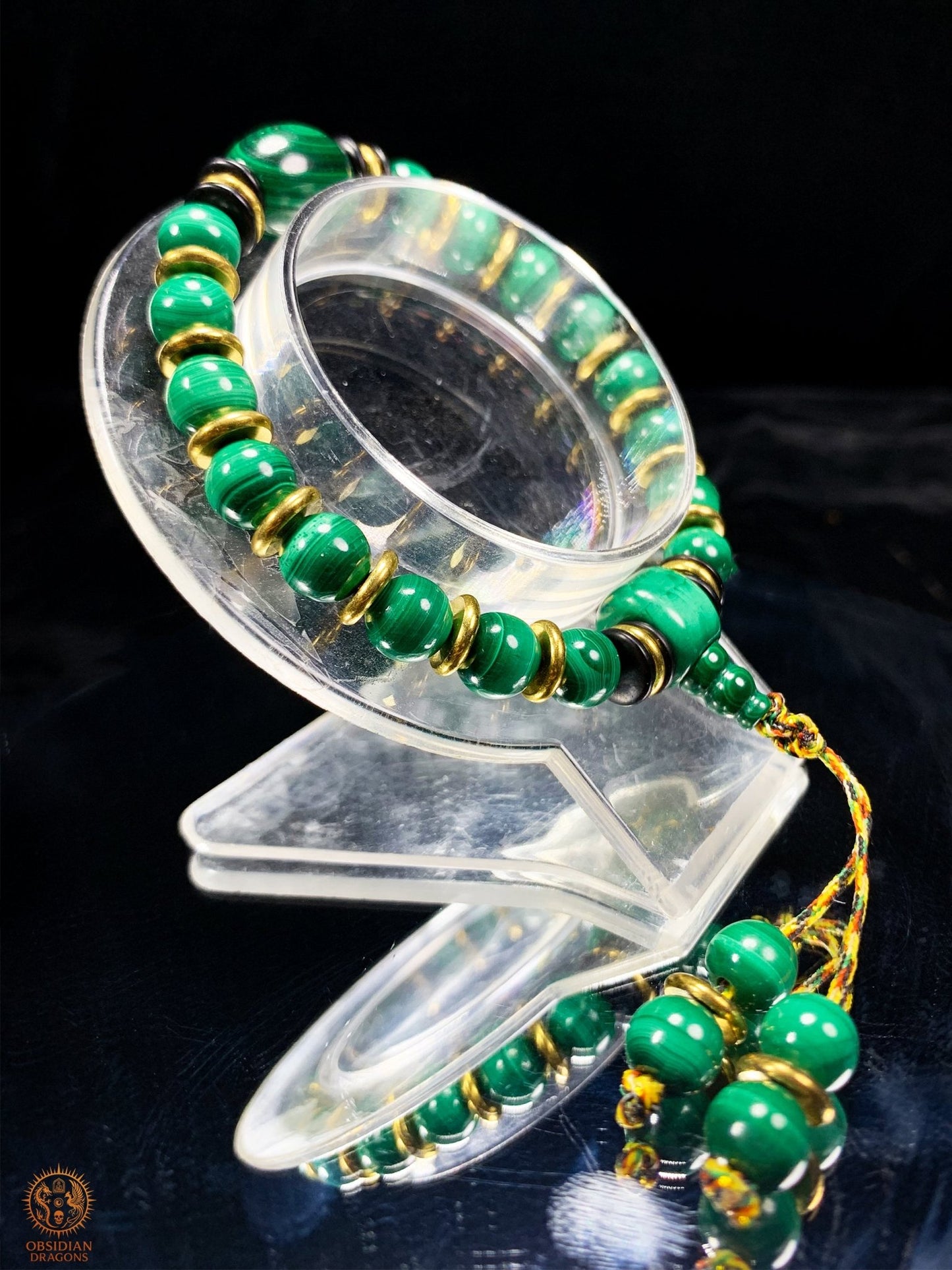 Bracelet en Malachite Naturelle - Mala tibétain de poignet | obsidian dragons