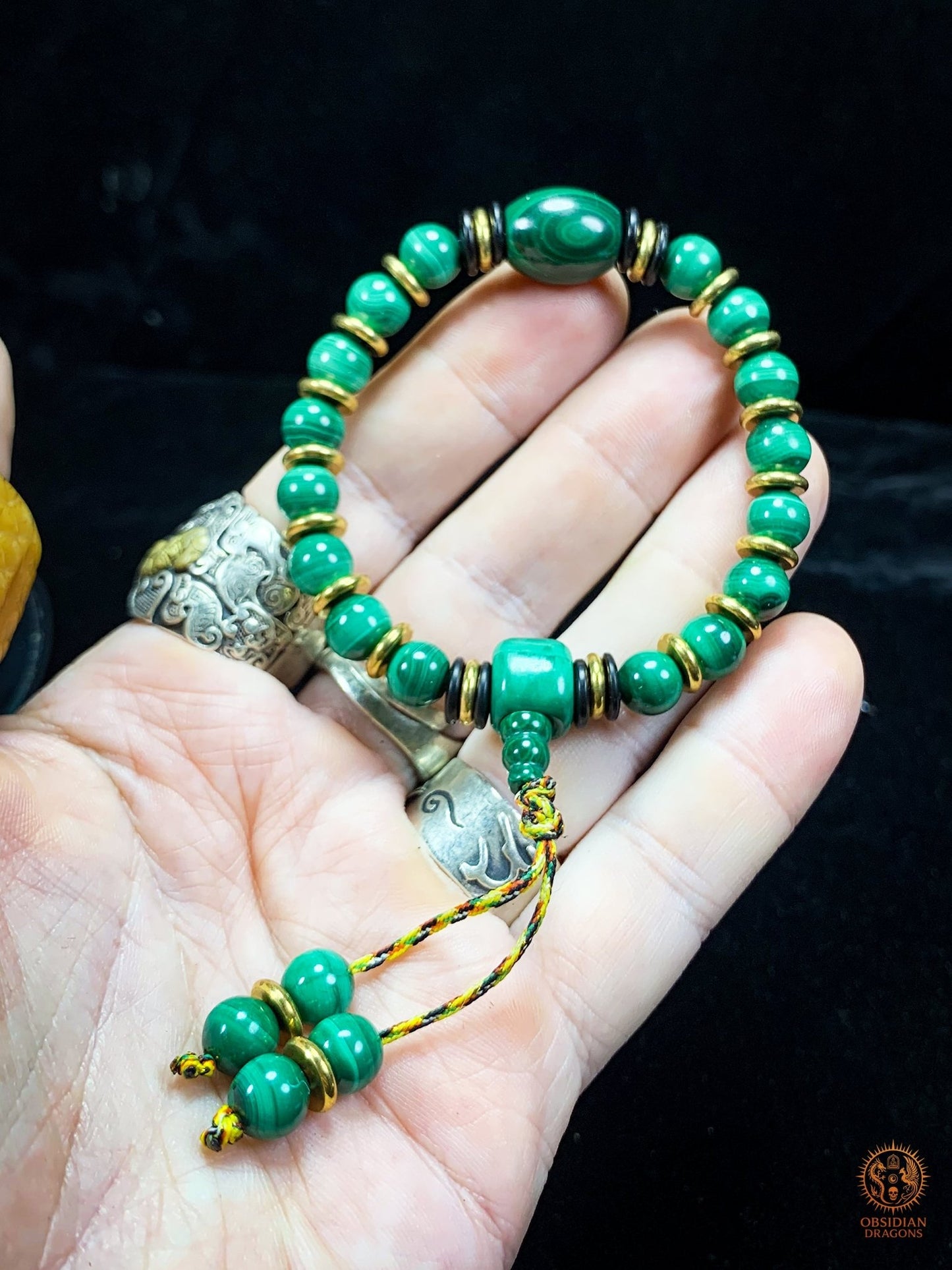 Bracelet en Malachite Naturelle - Mala tibétain de poignet | obsidian dragons