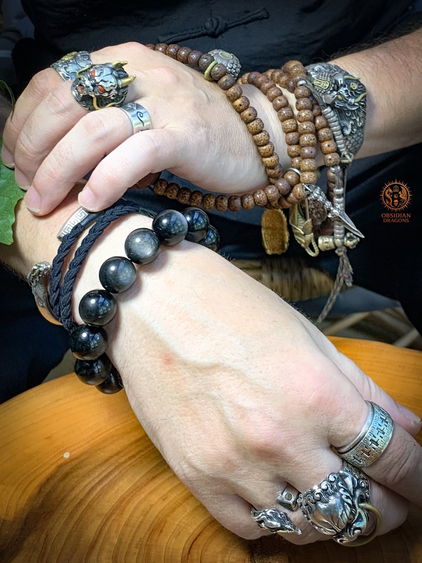 Bracelet en Obsidienne Argentée – Qualité rare - Perles 16mm | obsidian dragons