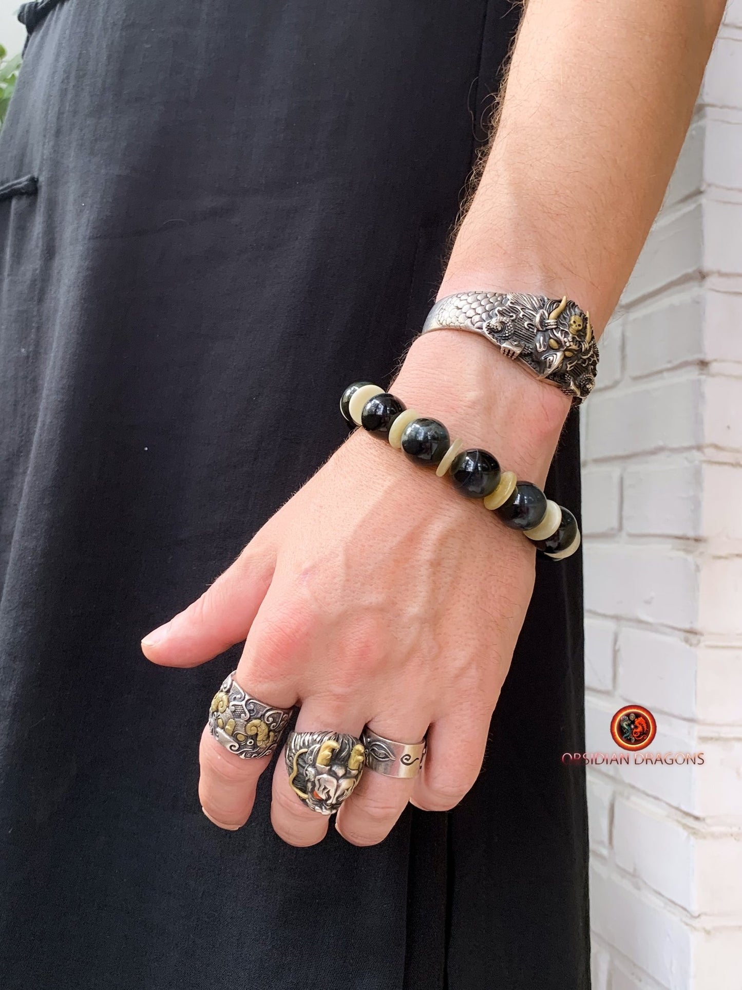 Bracelet en œil de faucon - Mala de poignet | obsidian dragons