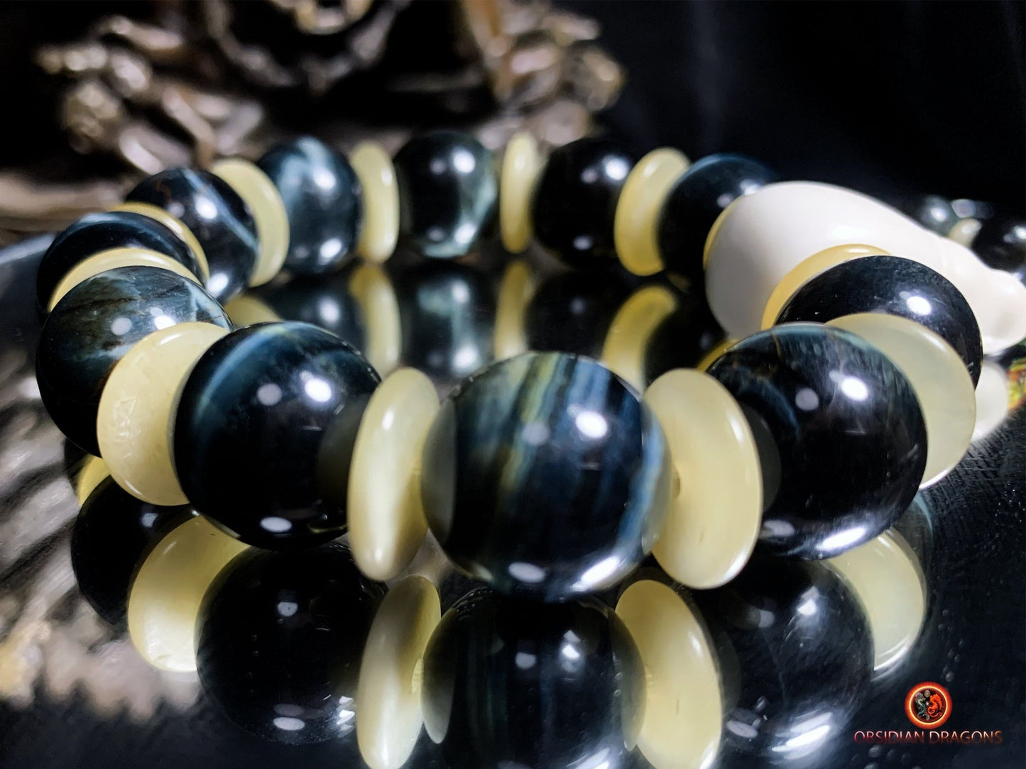 Bracelet en œil de faucon - Mala de poignet | obsidian dragons