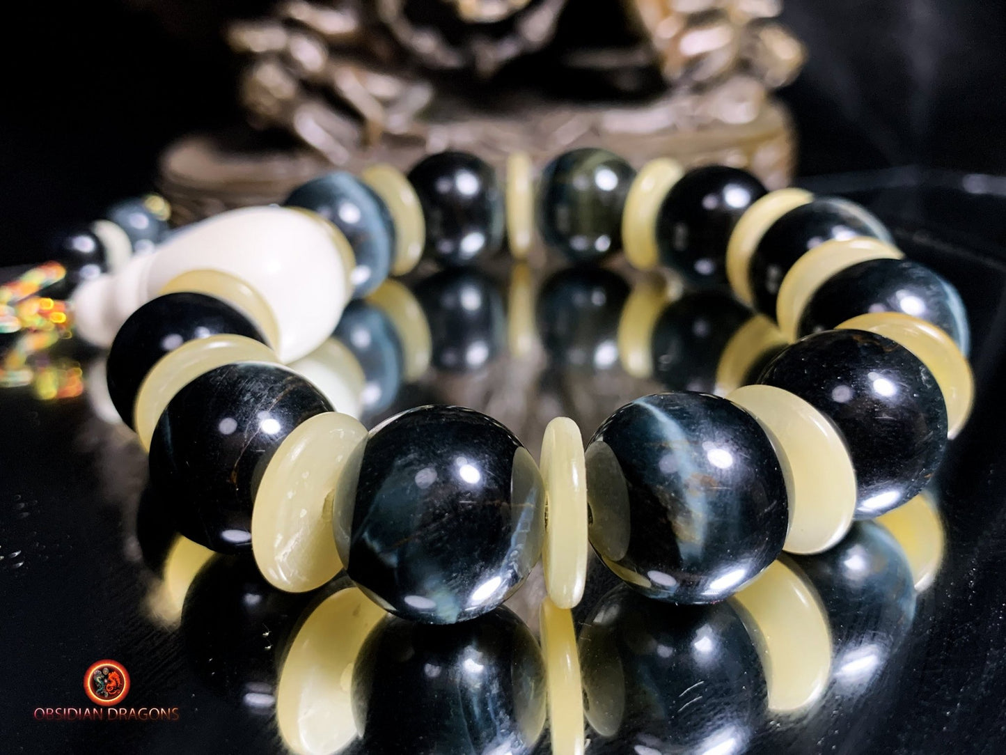 Bracelet en œil de faucon - Mala de poignet | obsidian dragons