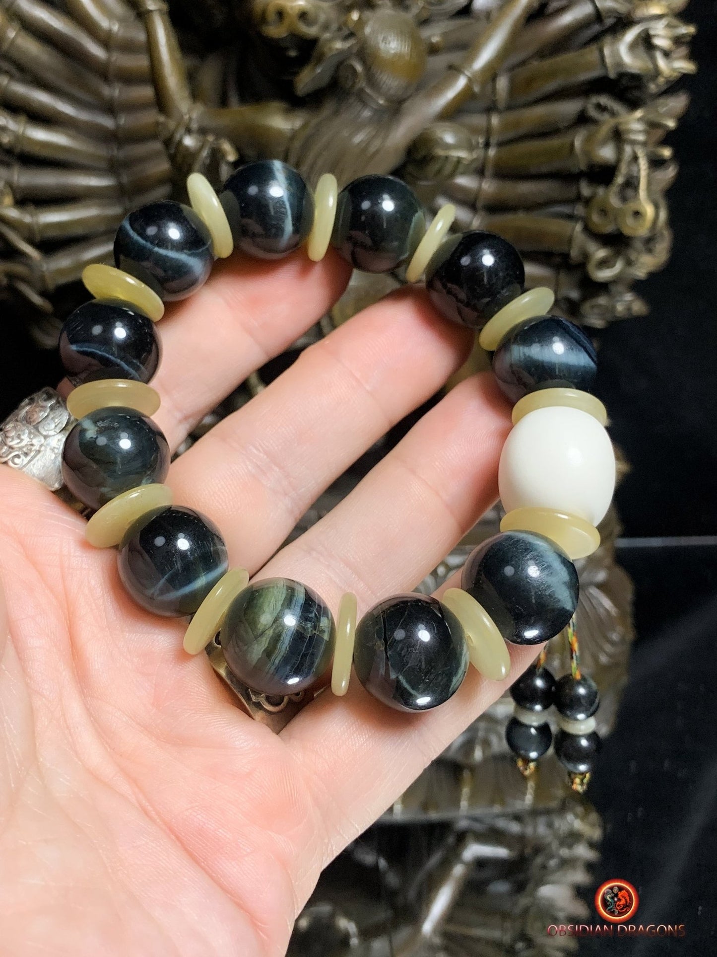 Bracelet en œil de faucon - Mala de poignet | obsidian dragons