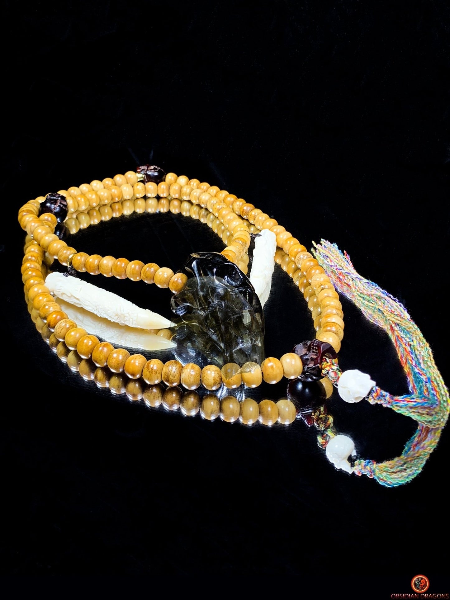 Collier Chaman - Mala Totem 108 perles – Tigre à dents de sabre | obsidian dragons