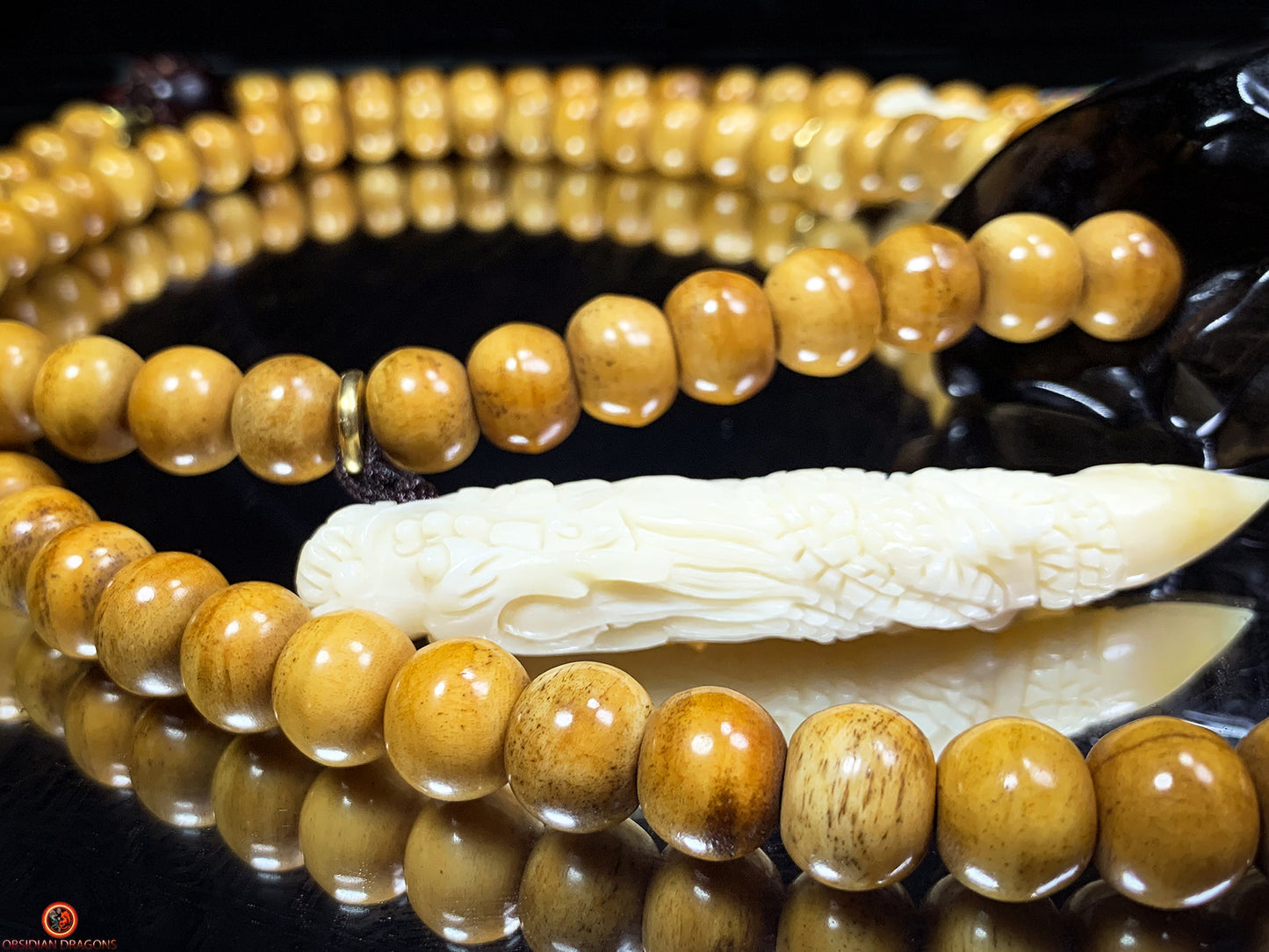 Collier Chaman - Mala Totem 108 perles – Tigre à dents de sabre | obsidian dragons