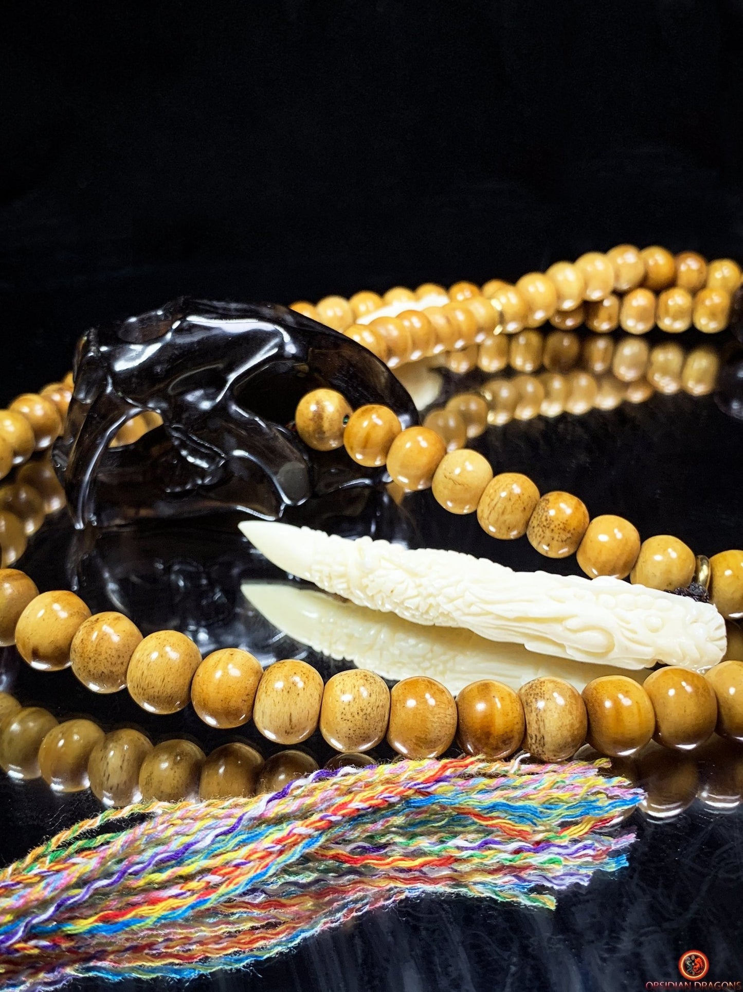 Collier Chaman - Mala Totem 108 perles – Tigre à dents de sabre | obsidian dragons