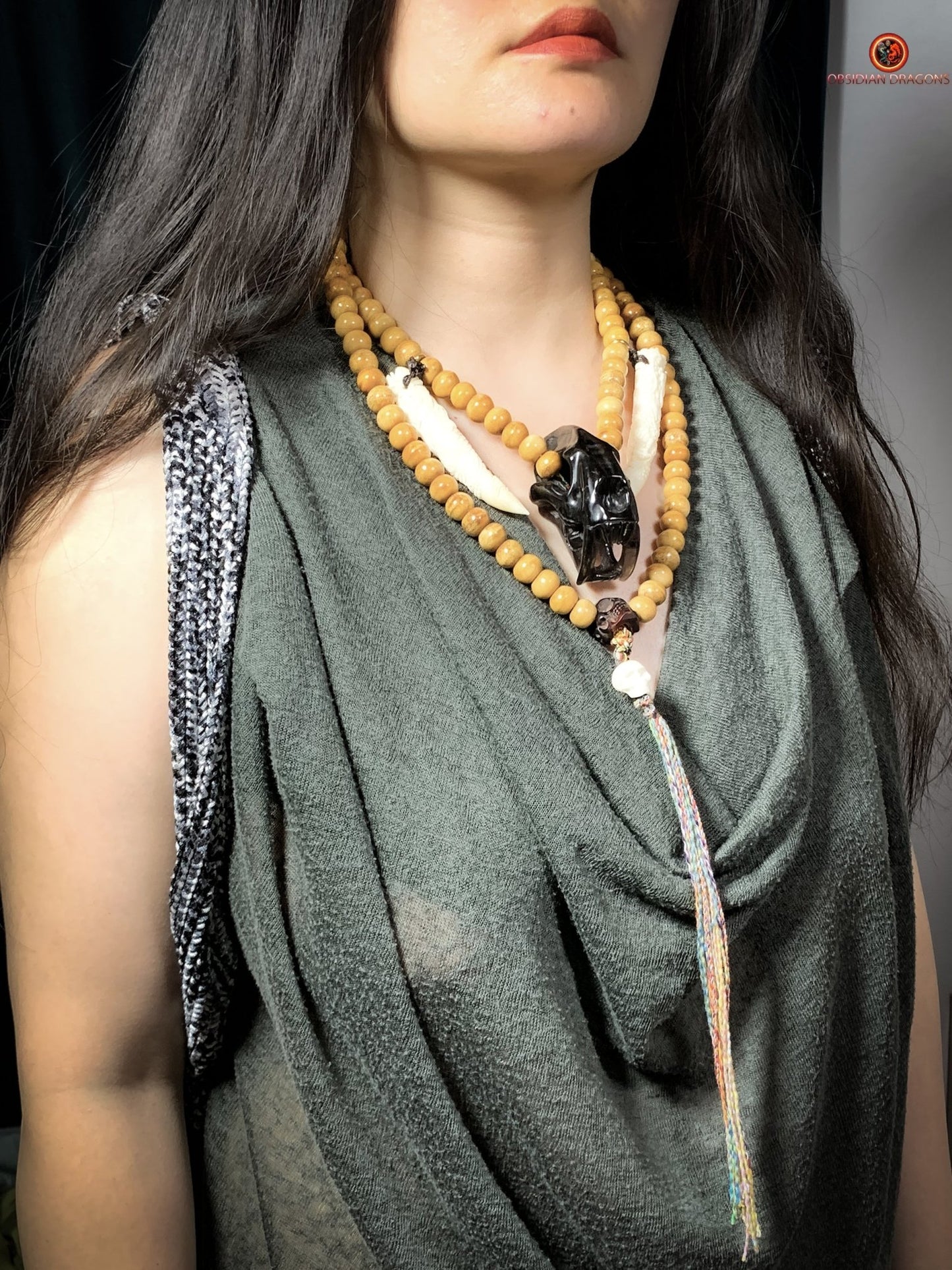 Collier Chaman - Mala Totem 108 perles – Tigre à dents de sabre