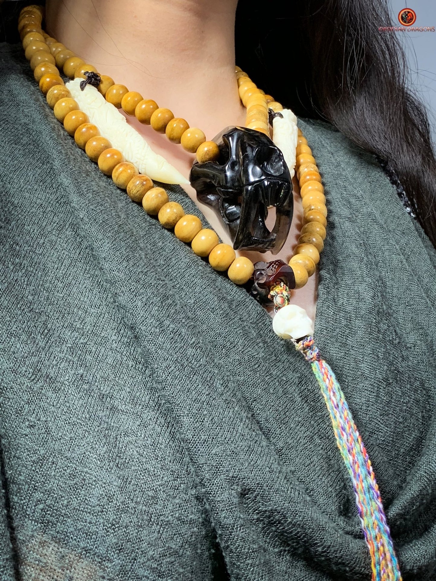 Collier Chaman - Mala Totem 108 perles – Tigre à dents de sabre