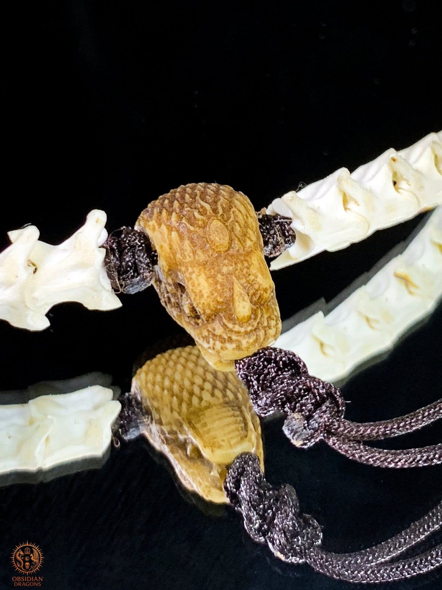 Collier Dent de Mégalodon – Vertèbres de Serpent – Collier Chaman | obsidian dragons