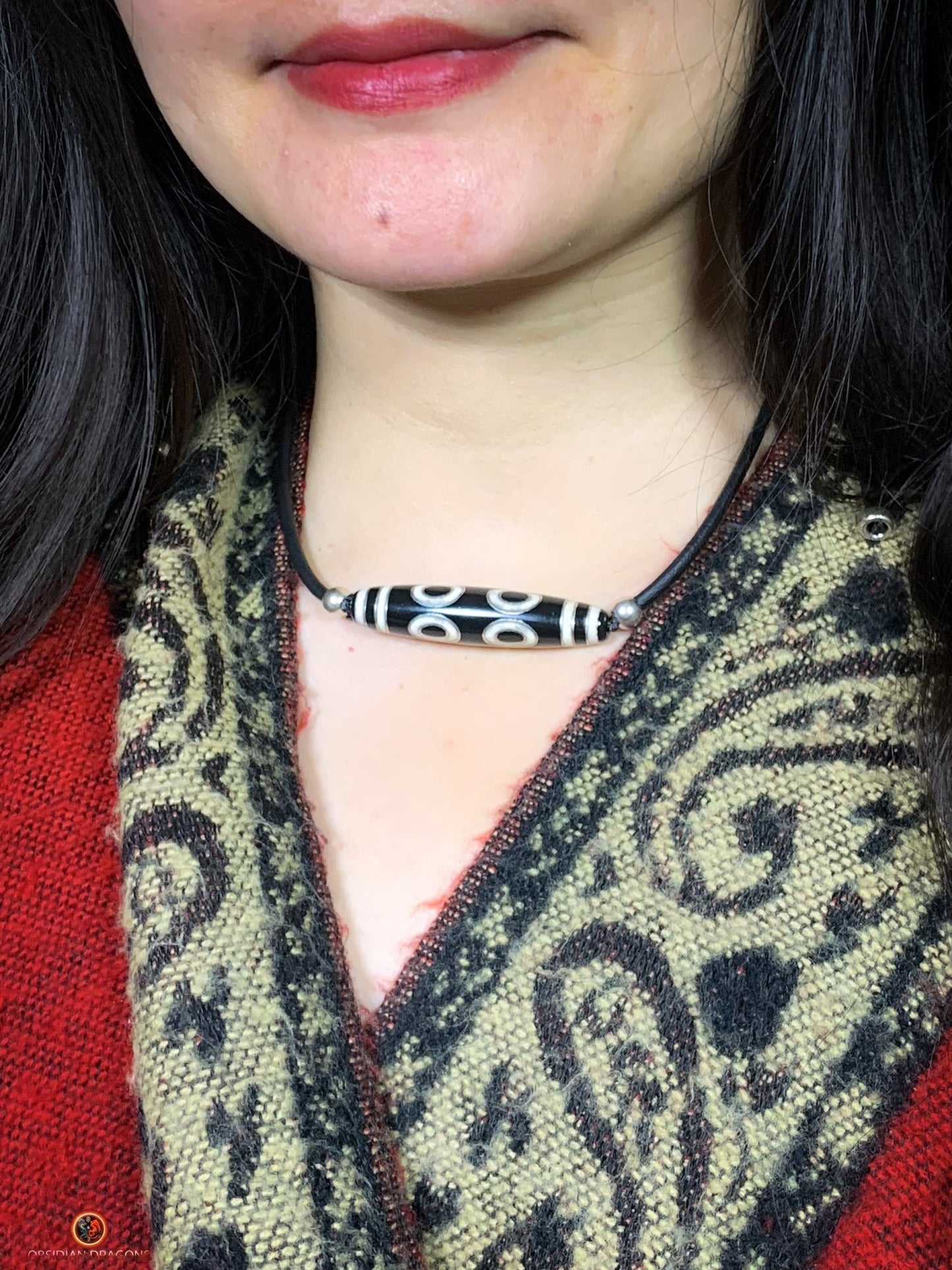 Collier Dzi à 8 yeux Authentique - Protection et Harmonie - obsidian dragons