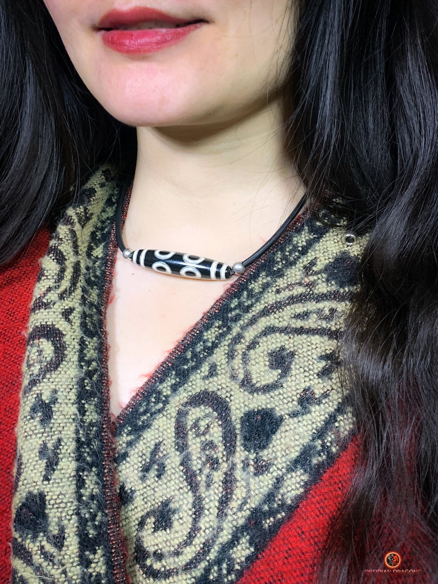 Collier Dzi à 8 yeux Authentique - Protection et Harmonie - obsidian dragons
