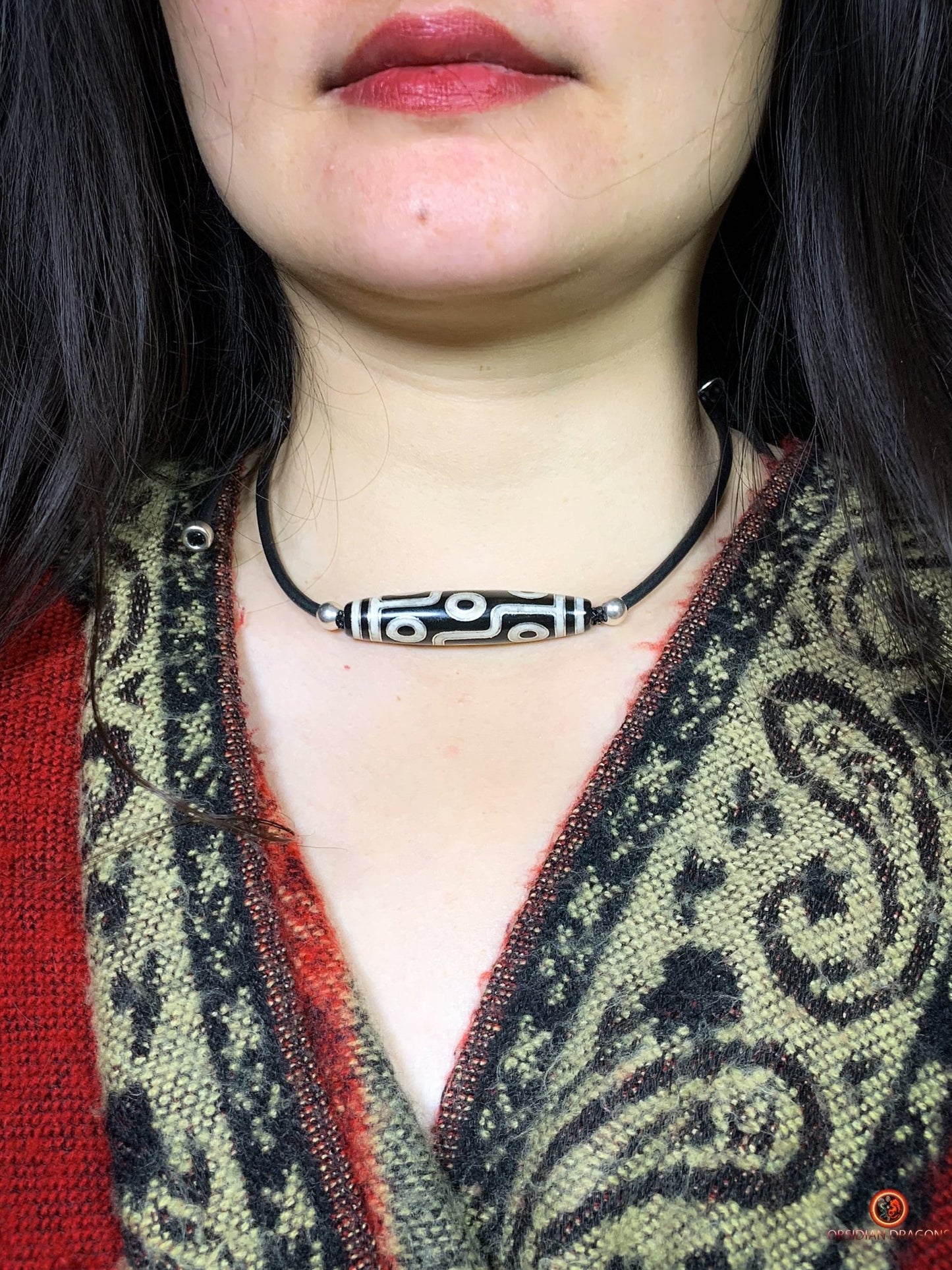 Collier Dzi à 9 Yeux Authentique – Vision et Protection - obsidian dragons