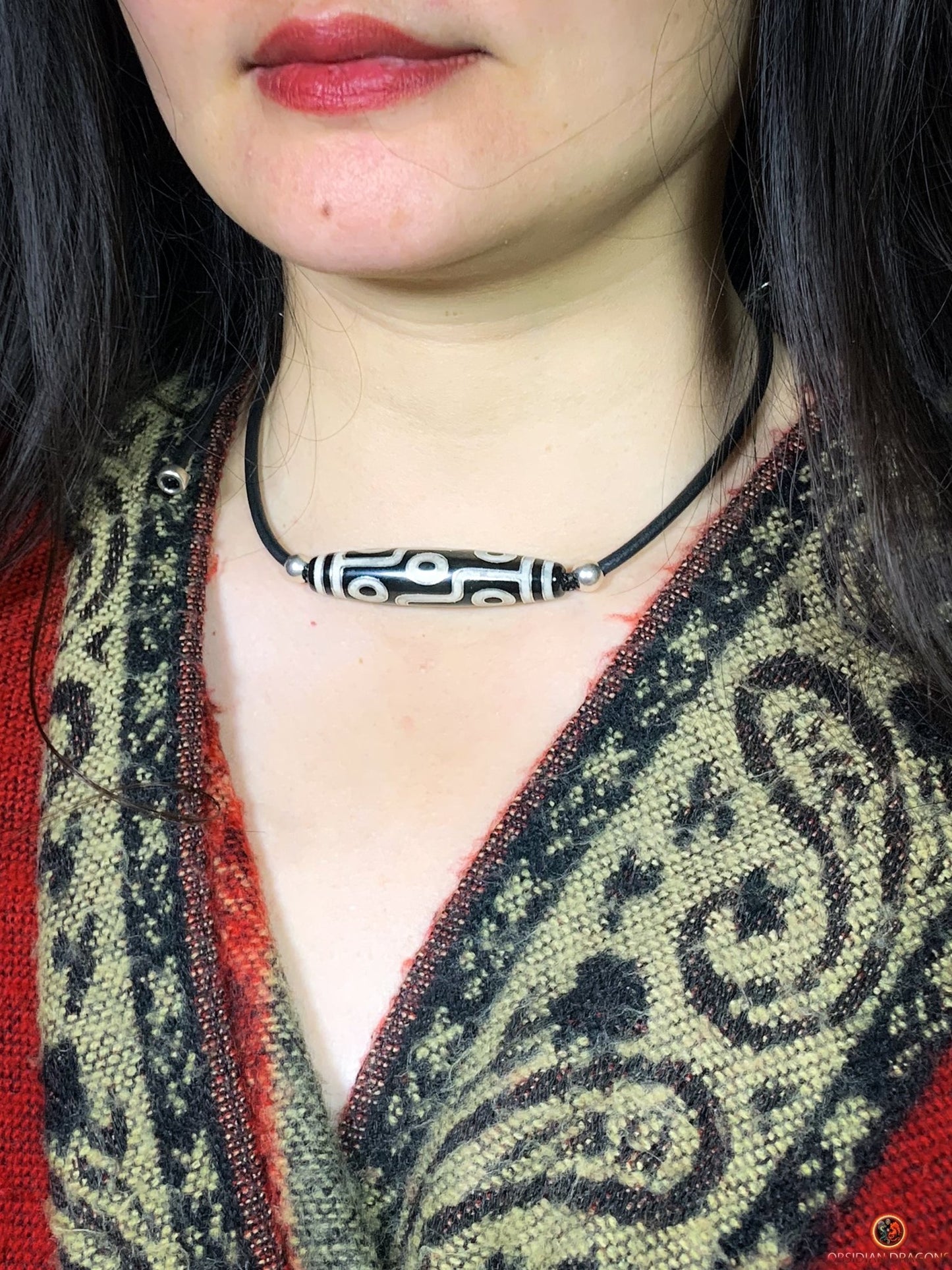 Collier Dzi à 9 Yeux Authentique – Vision et Protection - obsidian dragons