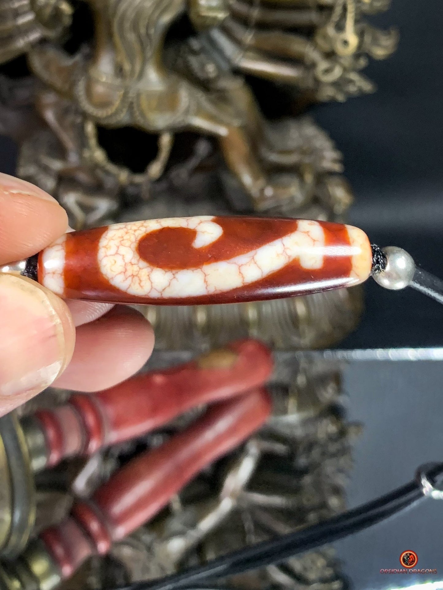 Collier Dzi de Tara Verte Authentique – Protection et Éveil | obsidian dragons