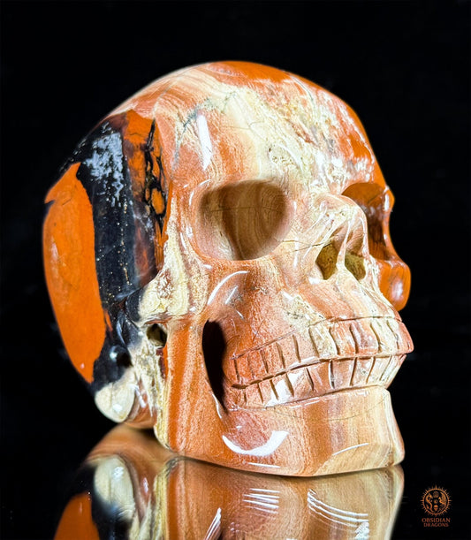 Crâne en Jaspe Rouge – Sculpture en Pierre Naturelle – Pièce Unique | obsidian dragons