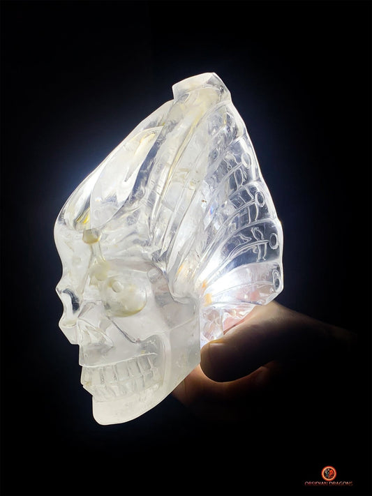 Crâne de Cristal Ailé - Encensoir en Cristal de Roche Pur | obsidian dragons