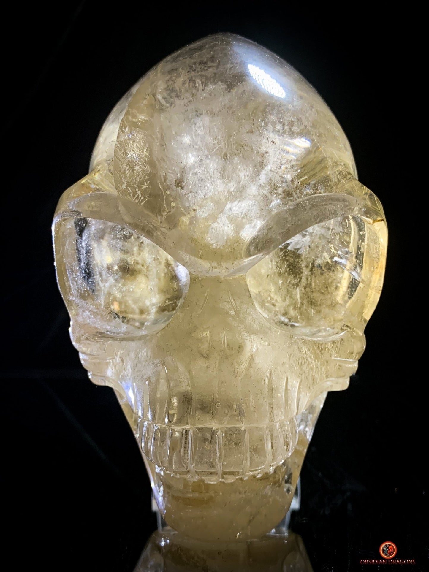 Crâne de Cristal Alien Allongé Imposant – Quartz Fumé – 3,14kg | obsidian dragons