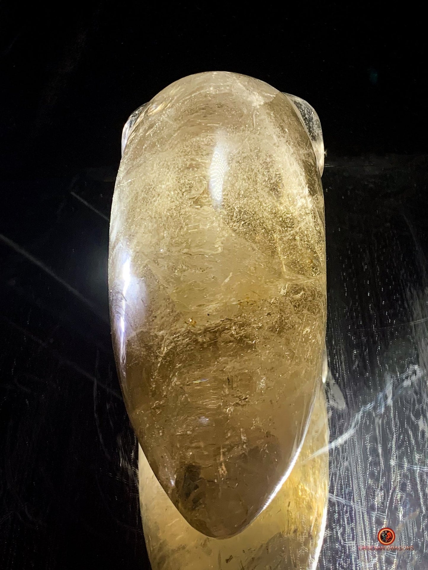 Crâne de Cristal Alien Allongé Imposant – Quartz Fumé – 3,14kg - obsidian dragons