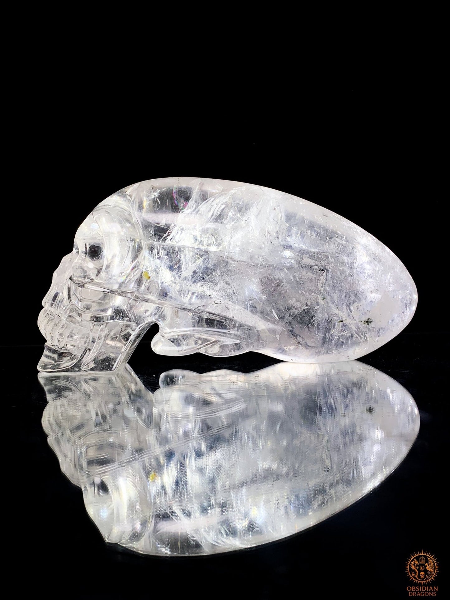 Crâne de Cristal Alien en Cristal de Roche – Éclat Stellaire | obsidian dragons