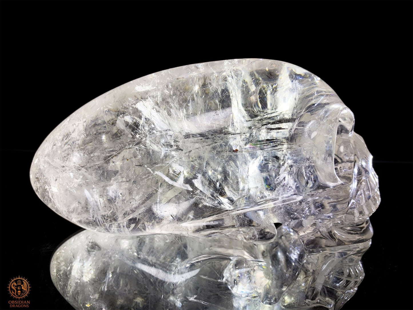 Crâne de Cristal Alien en Cristal de Roche – Éclat Stellaire | obsidian dragons