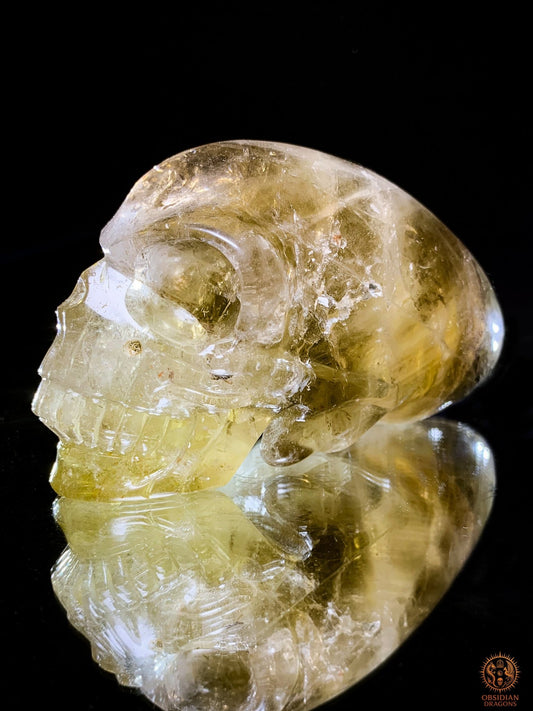 Crâne de Cristal Alien en Quartz Fumé – Reflets Arc-en-Ciel | obsidian dragons