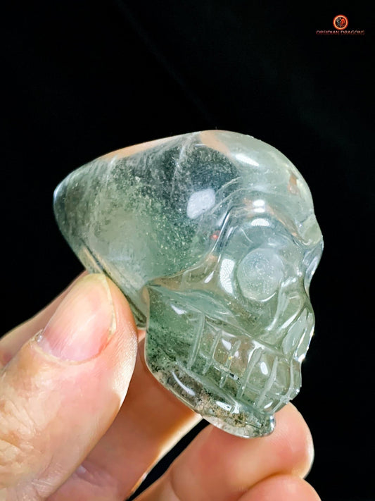 Crâne de cristal allongé - Quartz chlorite - Énergie | obsidian dragons
