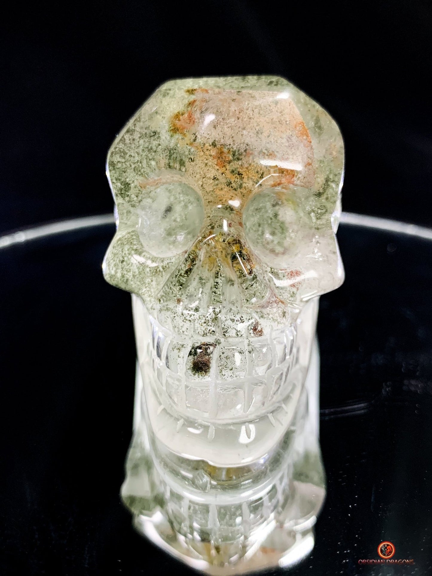Crâne de cristal allongé - Quartz chlorite - Purification | obsidian dragons