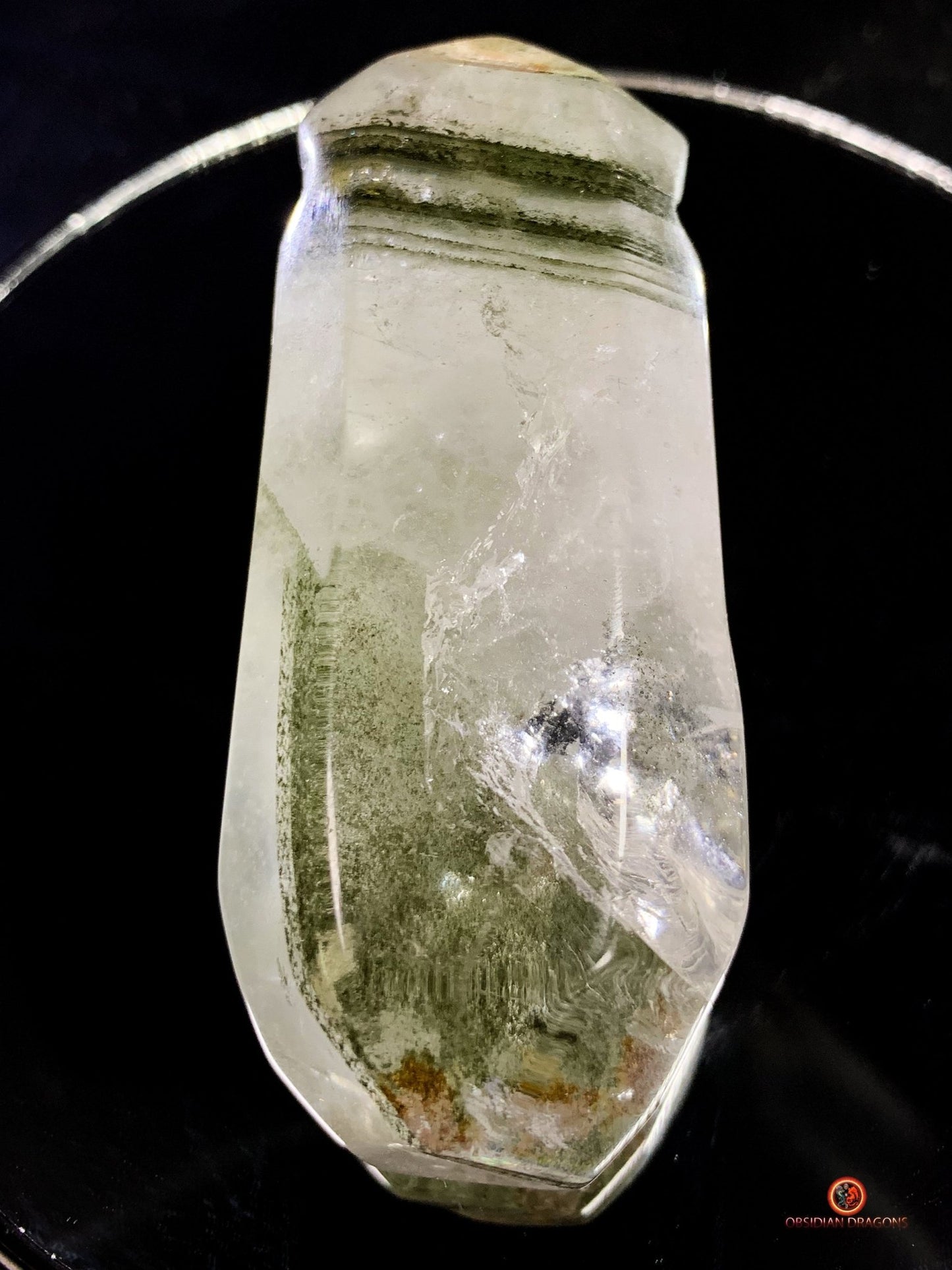 Crâne de cristal allongé - Quartz chlorite - Purification | obsidian dragons